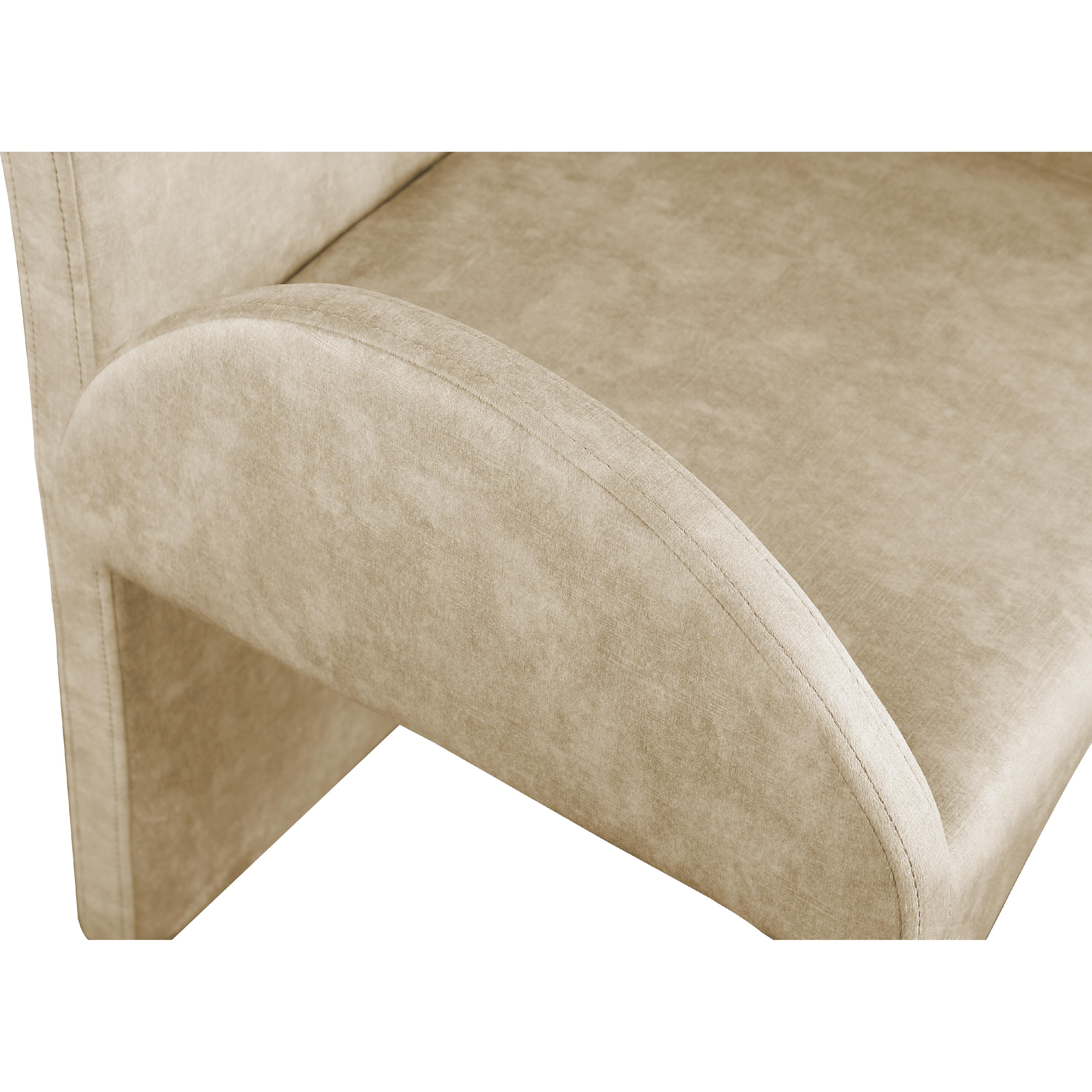 Meridian Summer Beige Velvet Dining Arm Chair