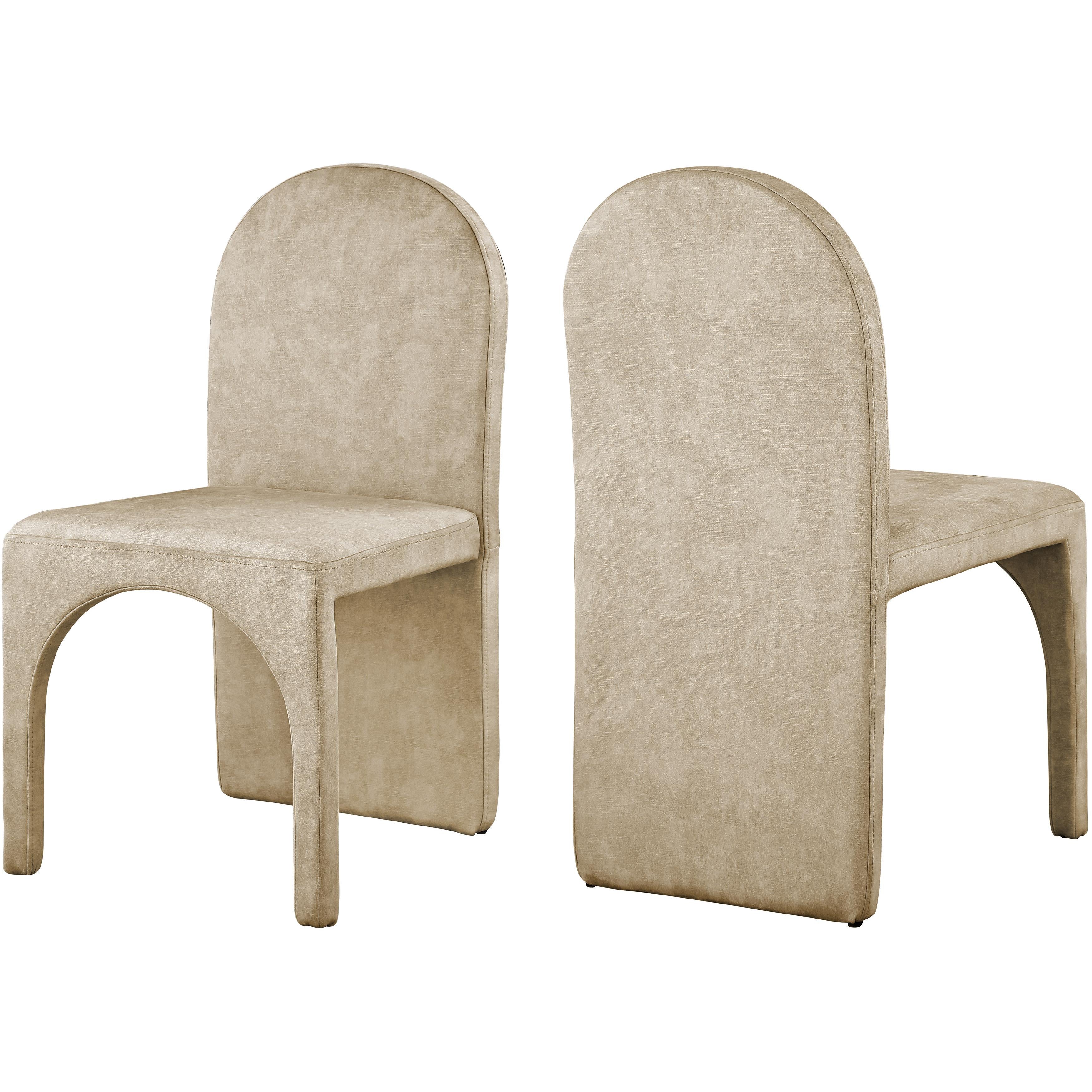 Meridian Summer Beige Velvet Dining Side Chair