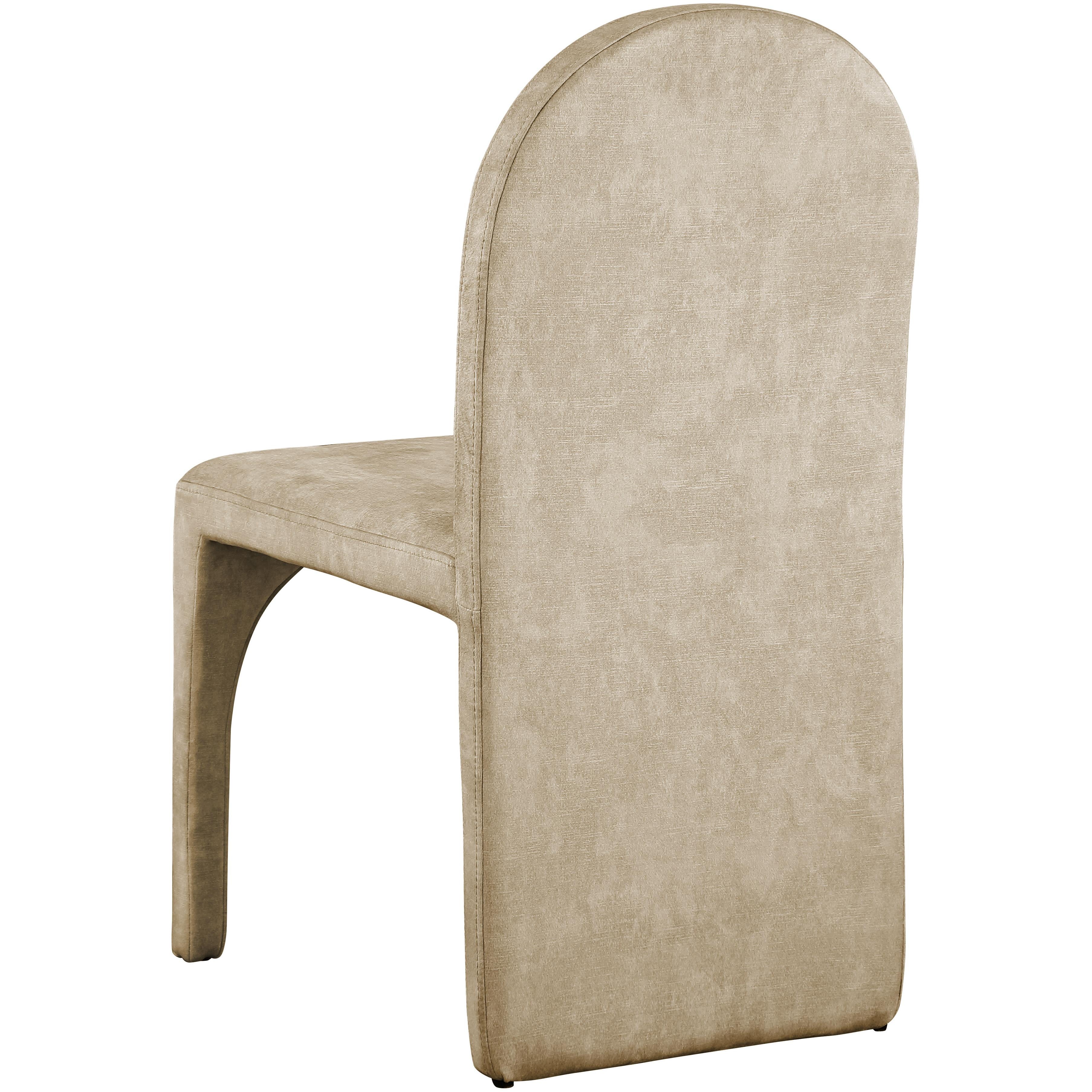 Meridian Summer Beige Velvet Dining Side Chair