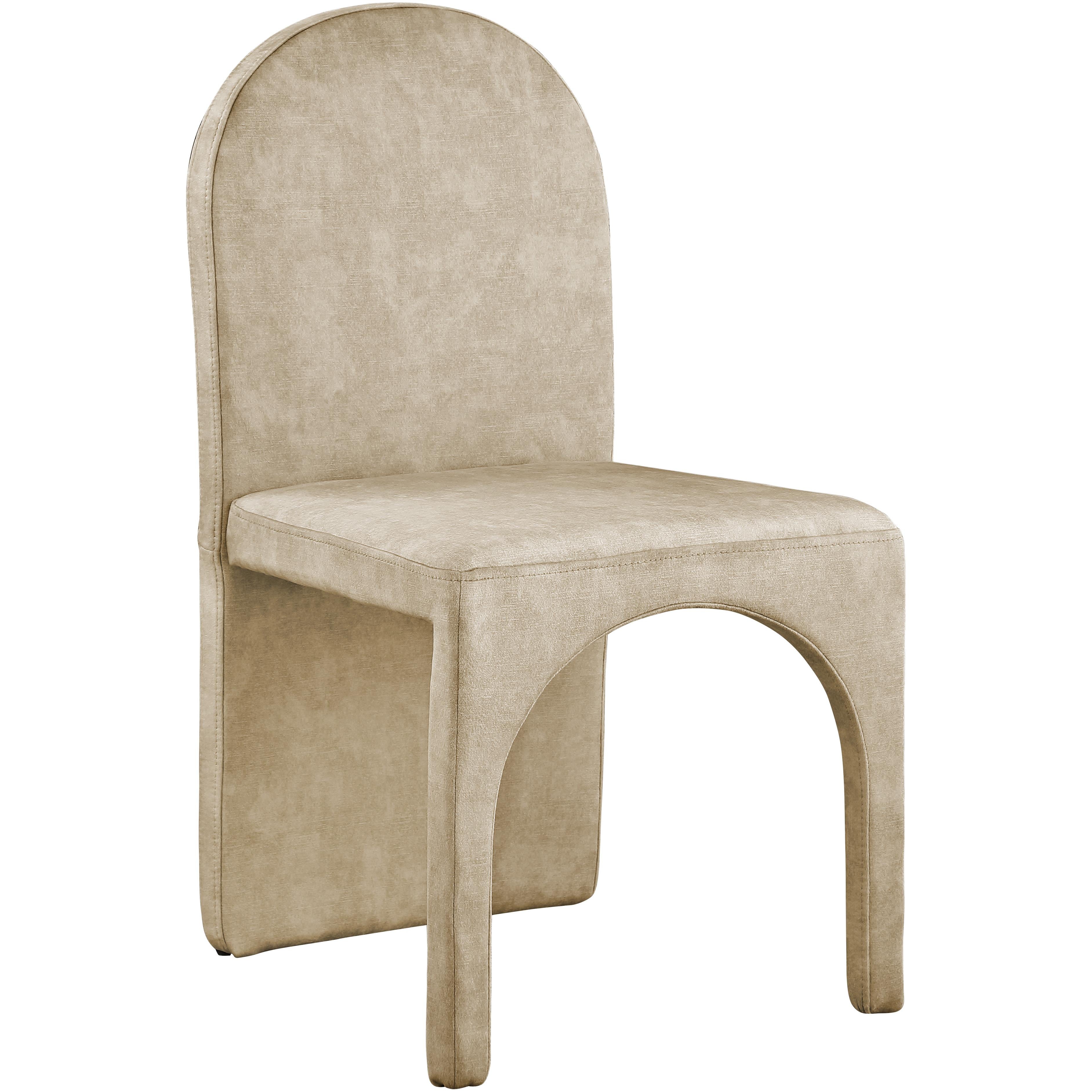 Meridian Summer Beige Velvet Dining Side Chair