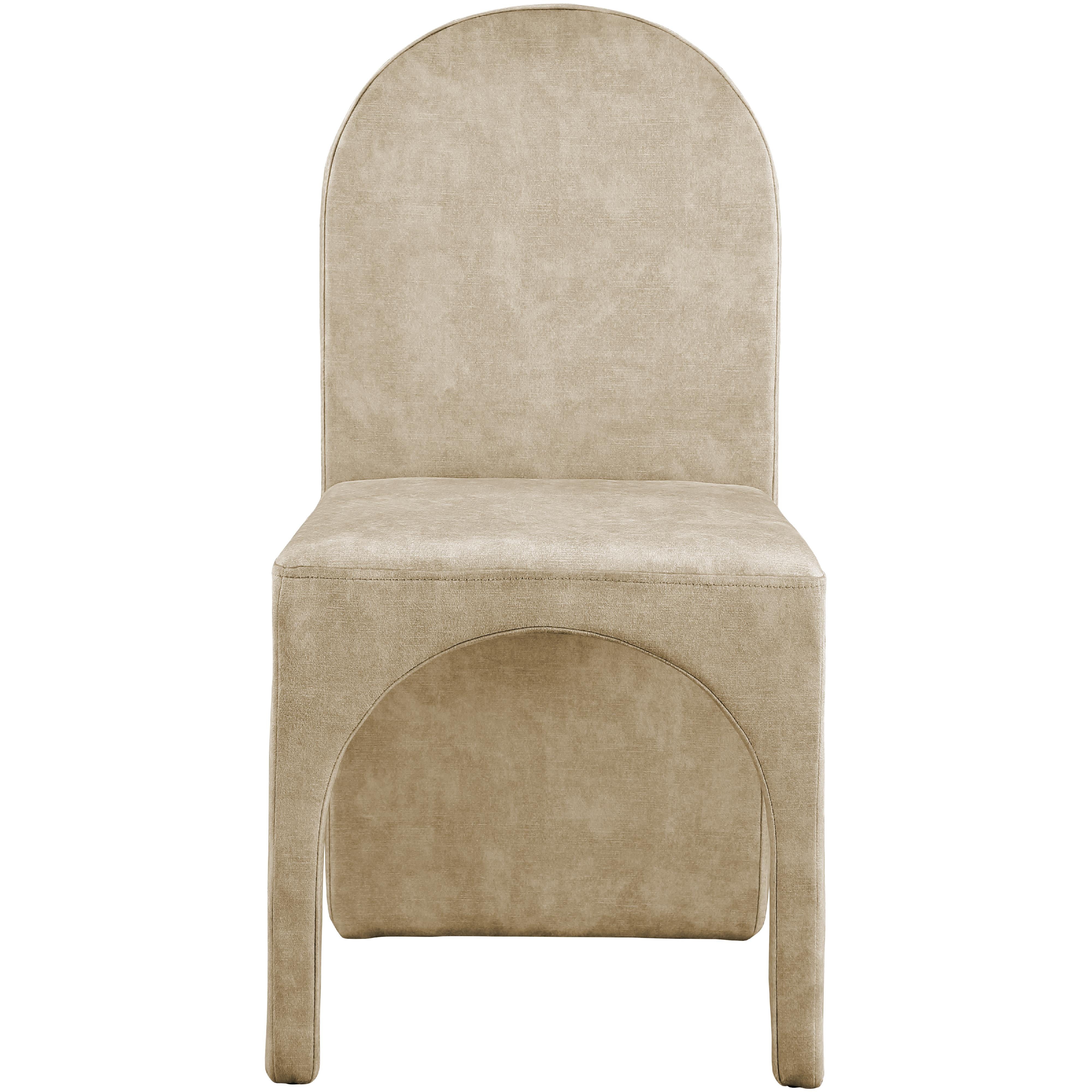 Meridian Summer Beige Velvet Dining Side Chair