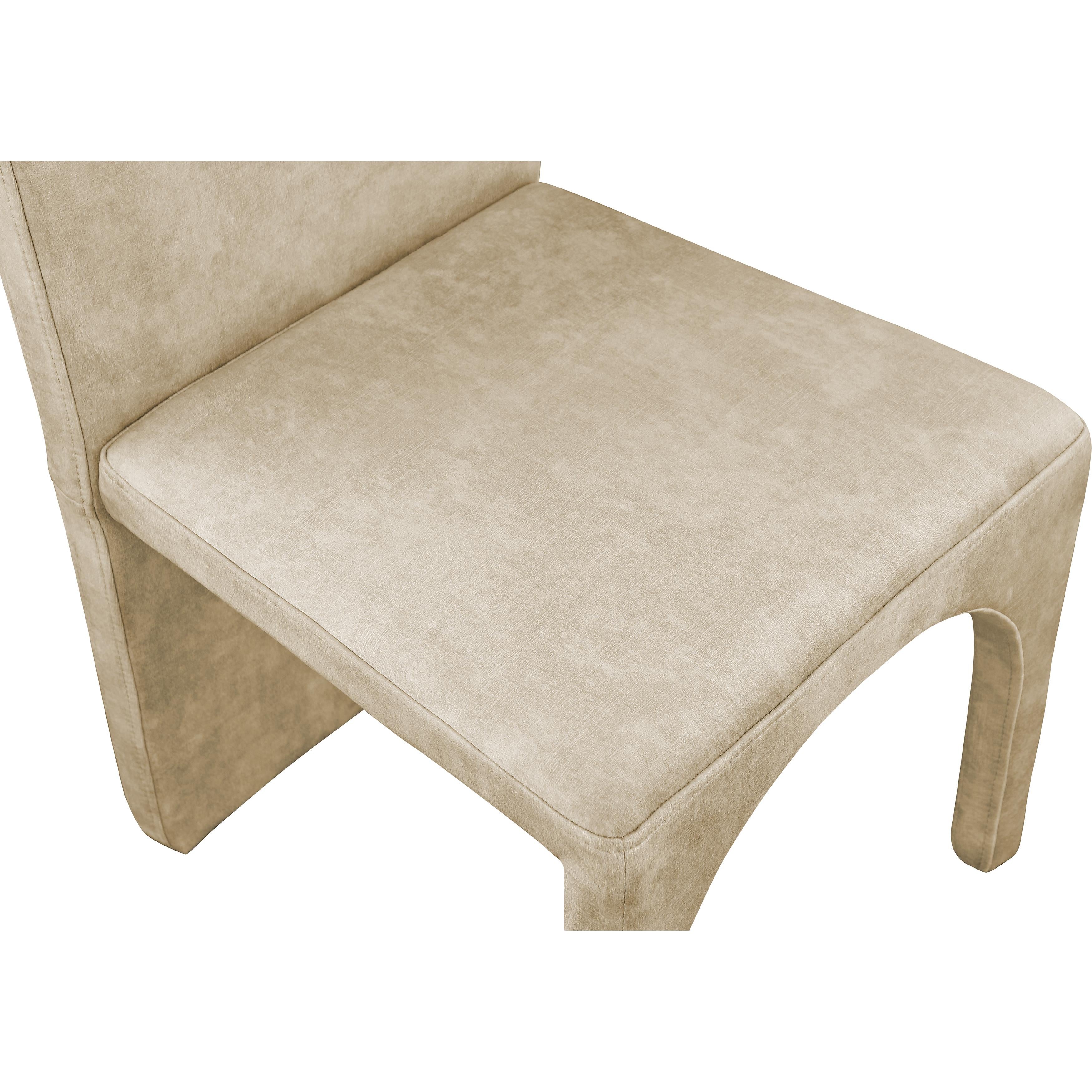 Meridian Summer Beige Velvet Dining Side Chair