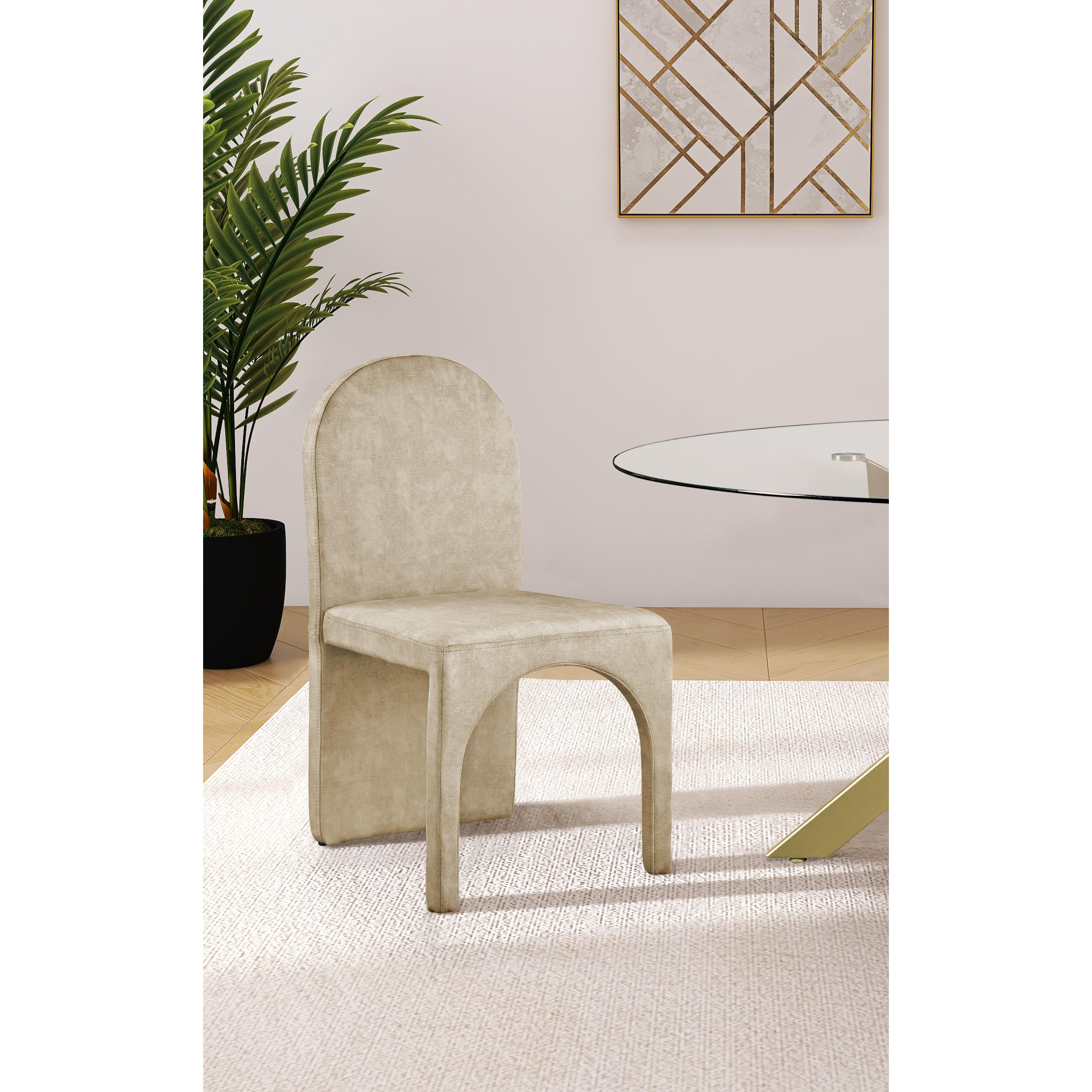 Meridian Summer Beige Velvet Dining Side Chair