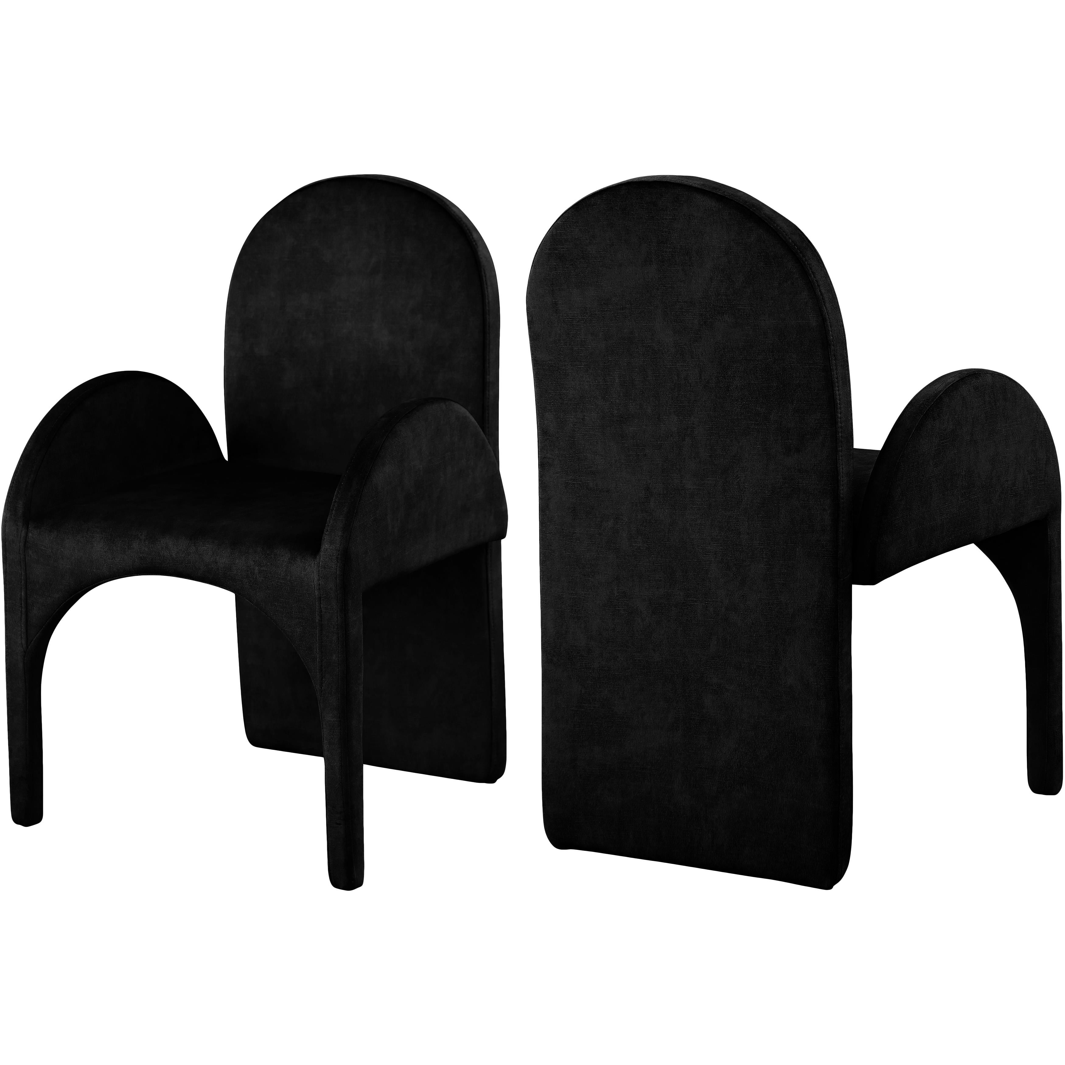 Meridian Summer Black Velvet Dining Arm Chair