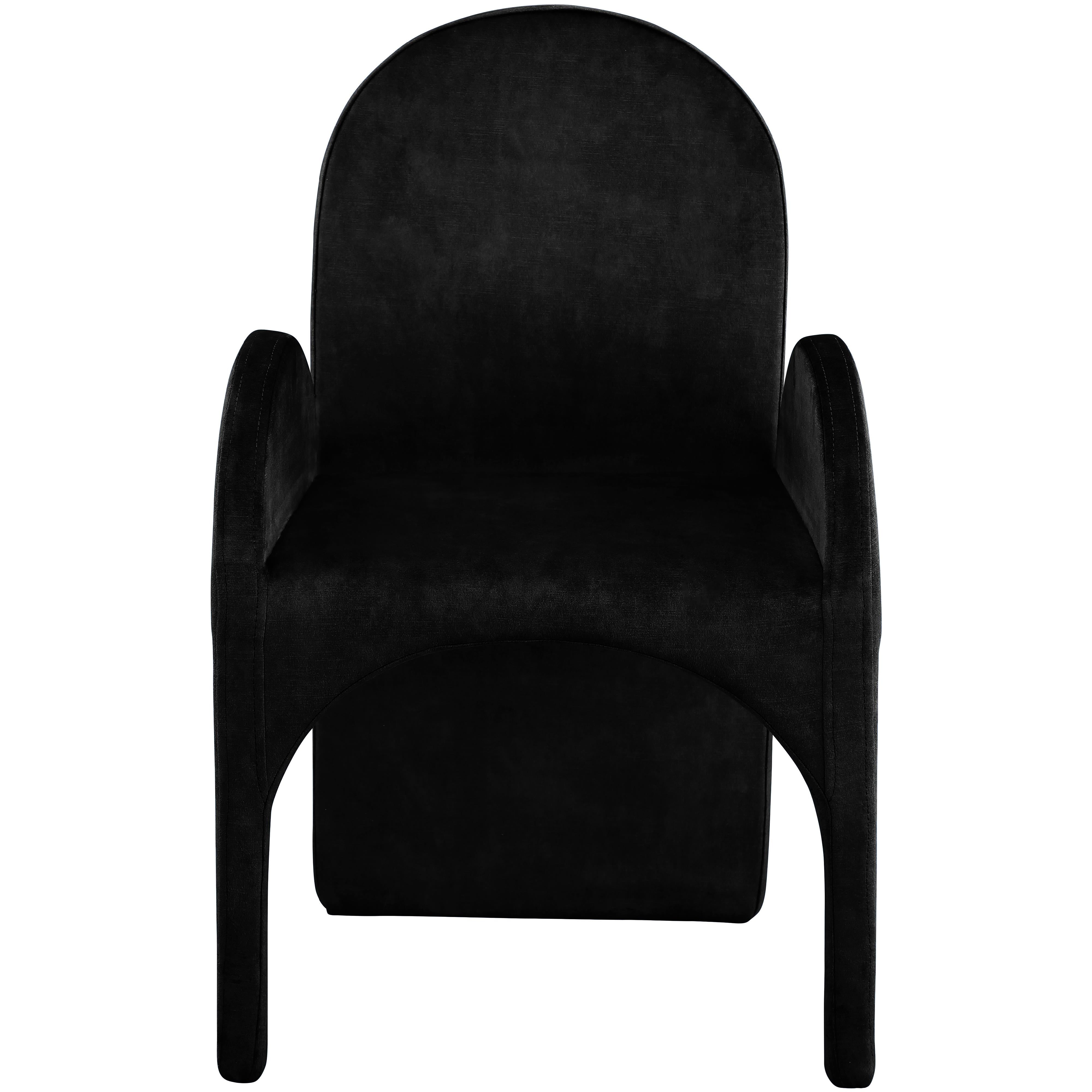 Meridian Summer Black Velvet Dining Arm Chair