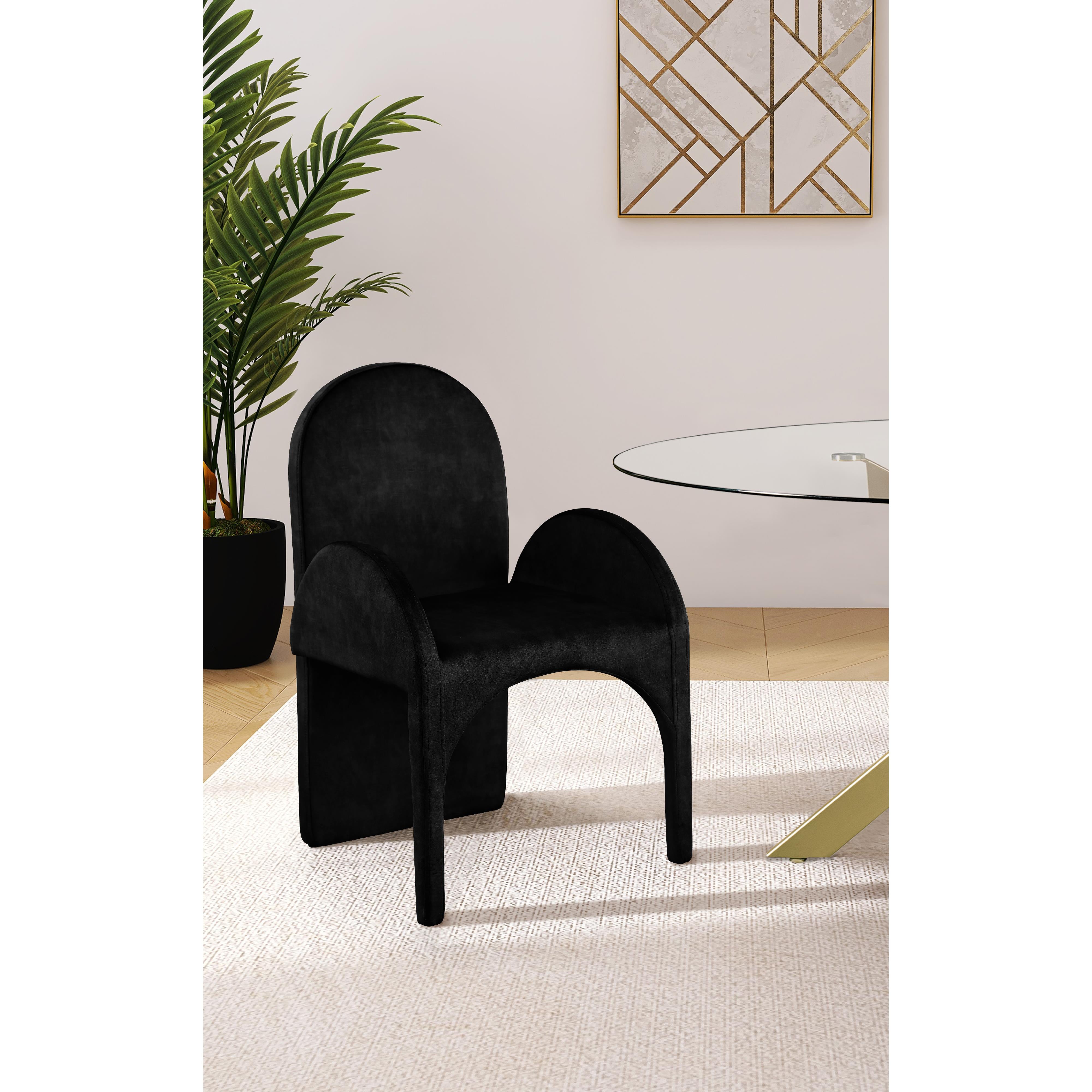 Meridian Summer Black Velvet Dining Arm Chair