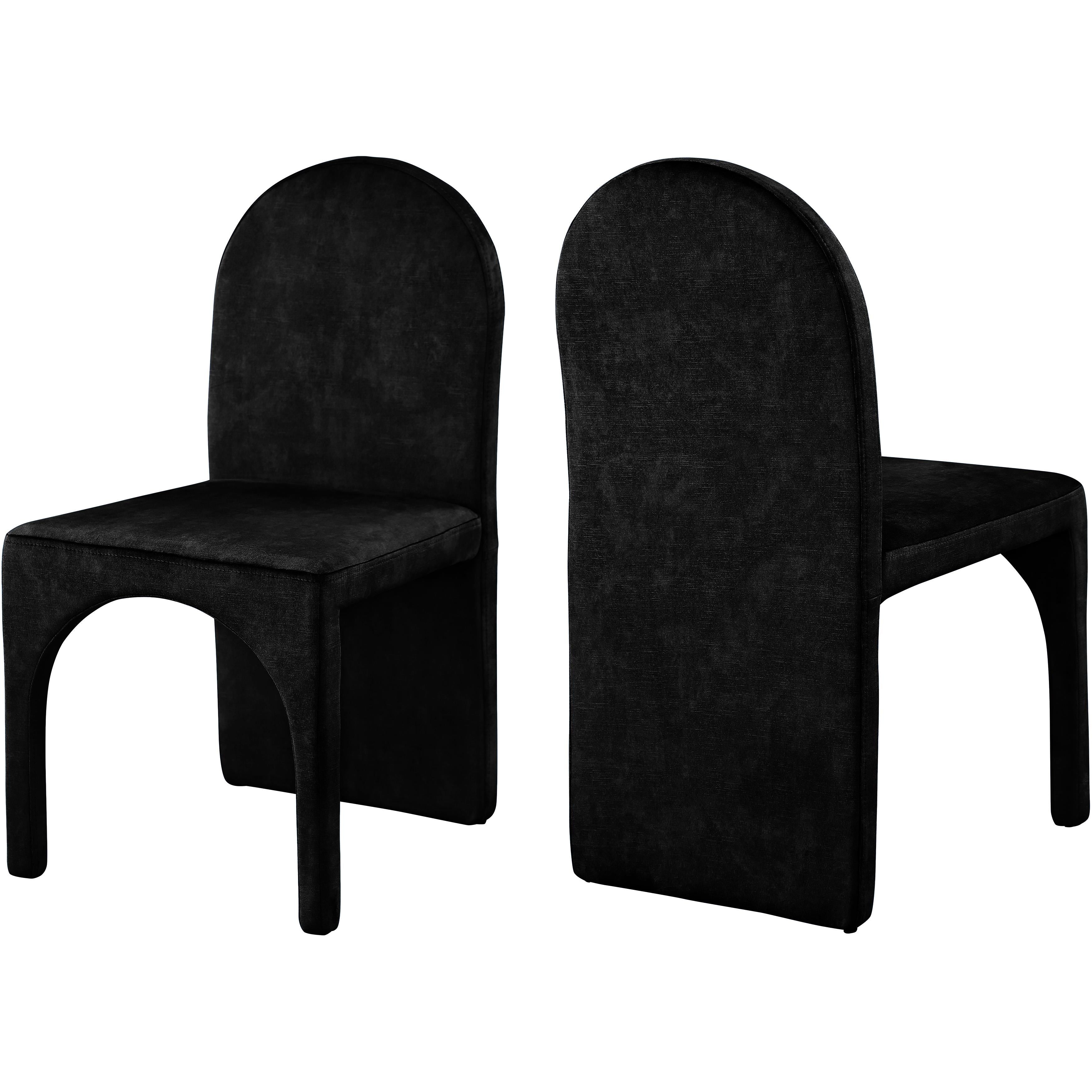 Meridian Summer Black Velvet Dining Side Chair