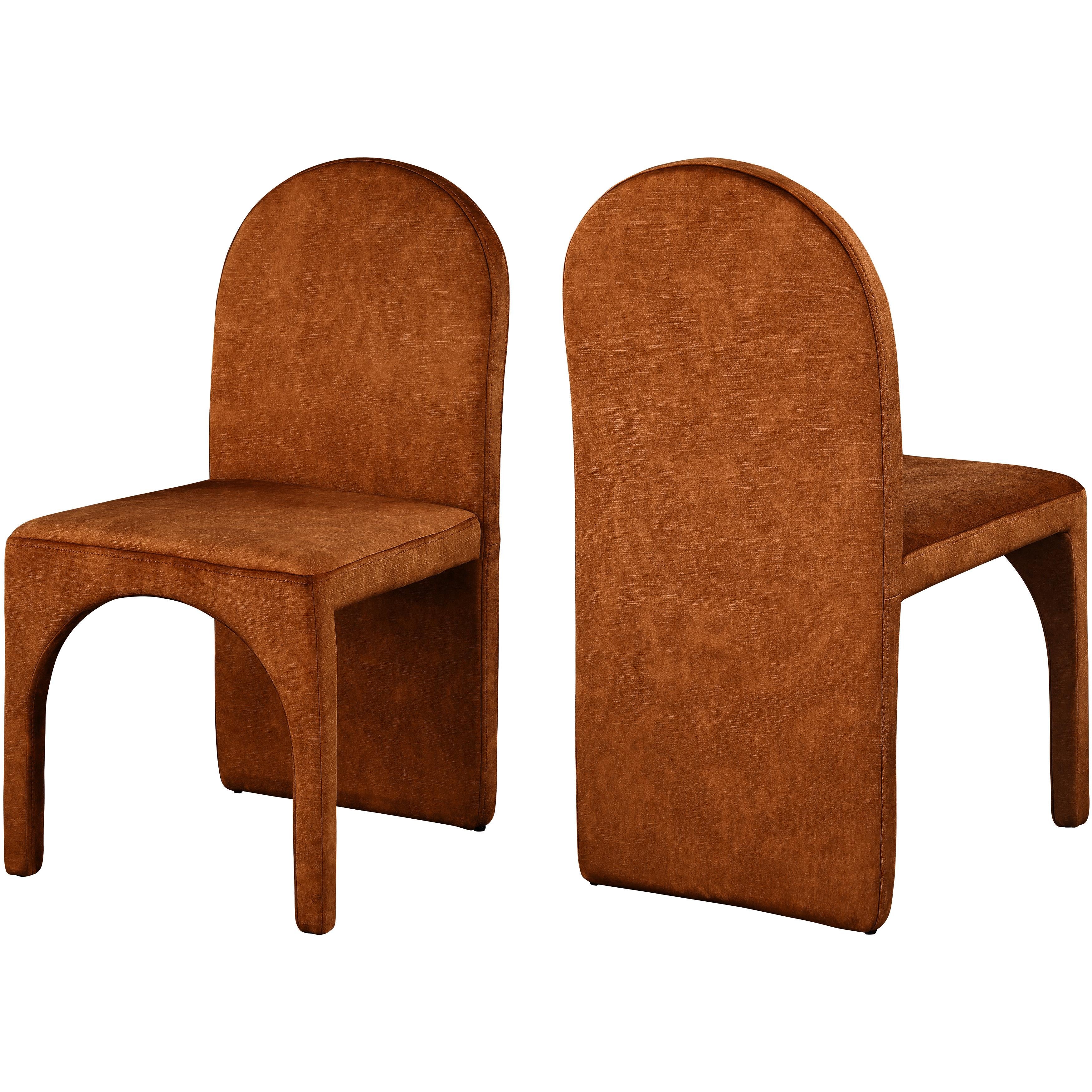 Meridian Summer Cognac Velvet Dining Side Chair