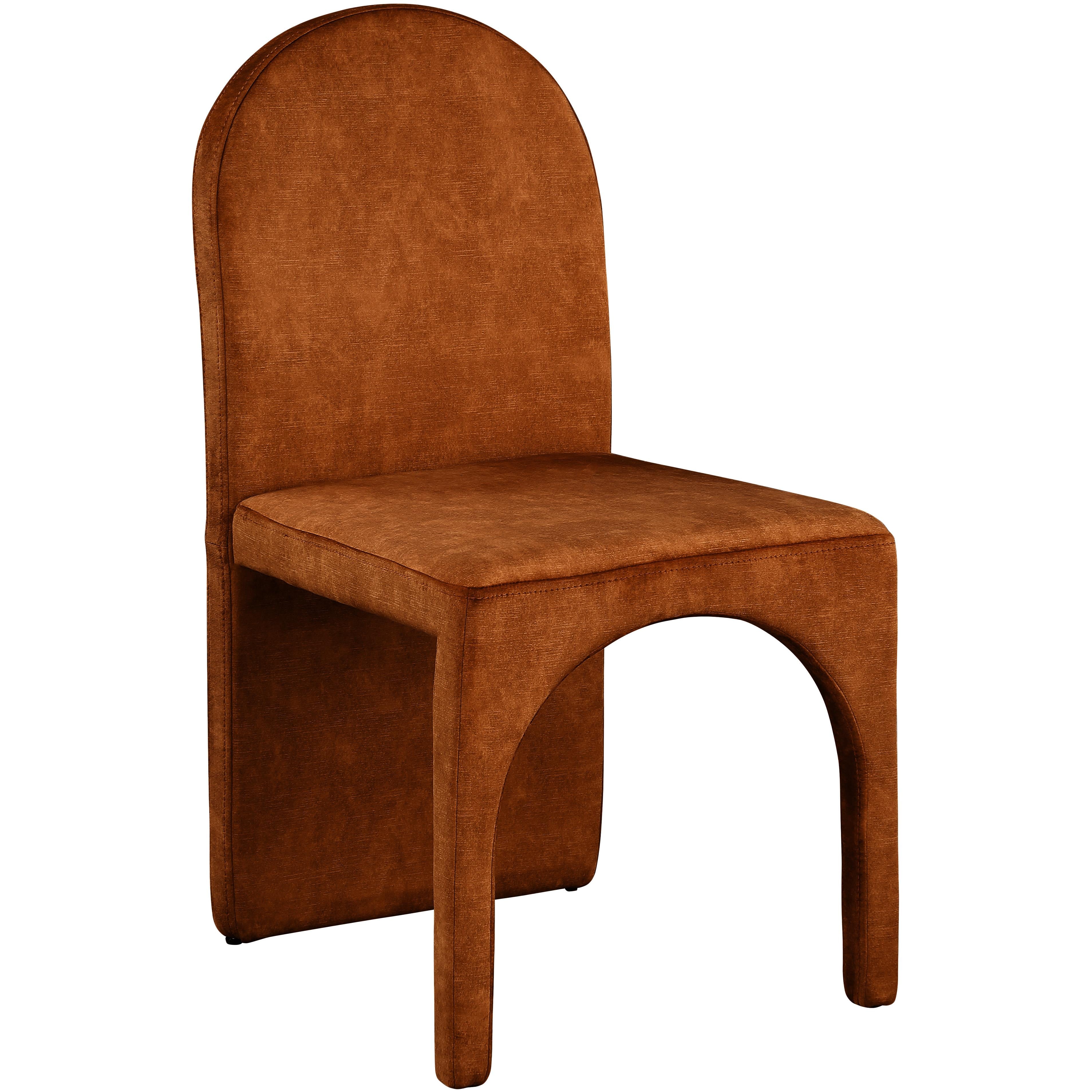 Meridian Summer Cognac Velvet Dining Side Chair