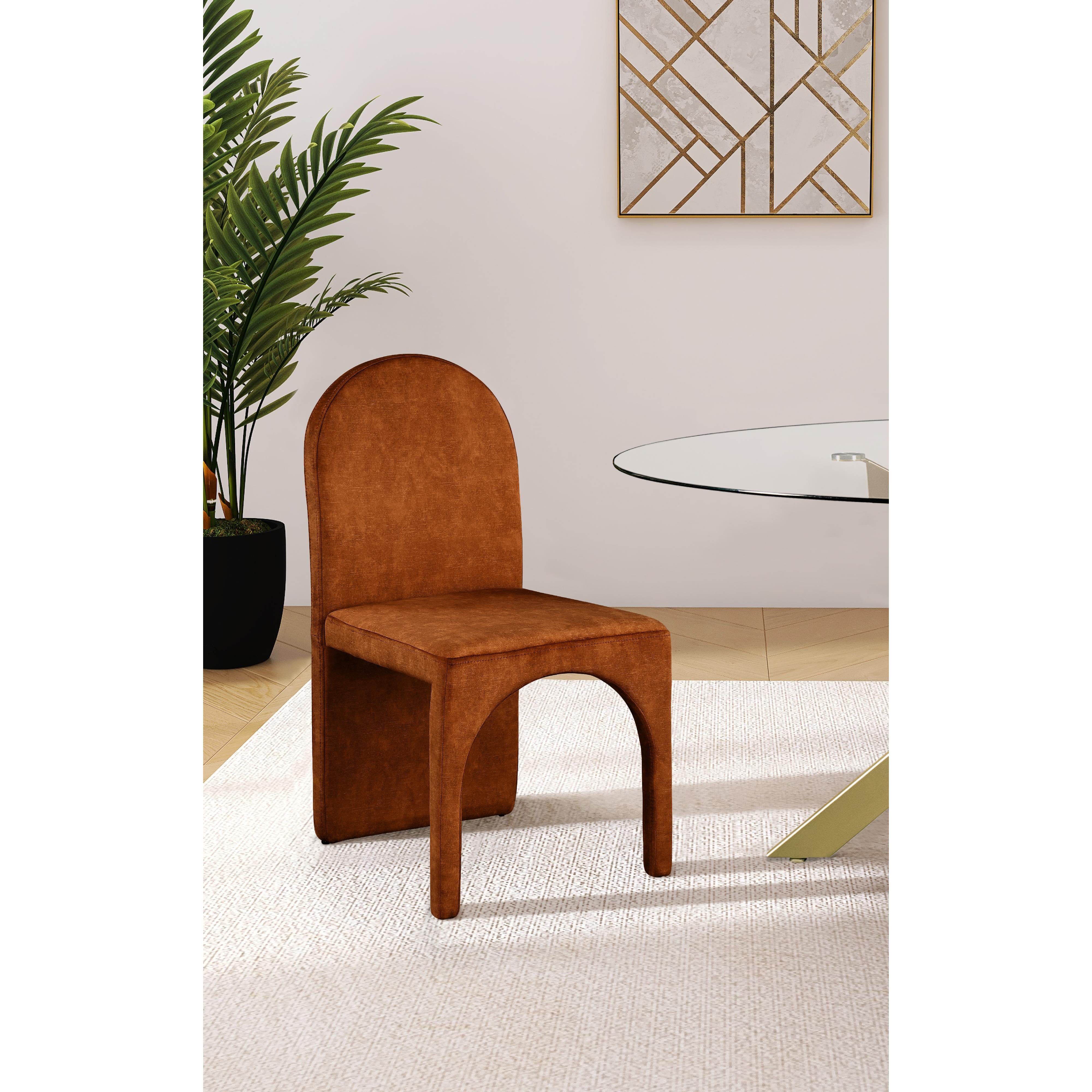 Meridian Summer Cognac Velvet Dining Side Chair