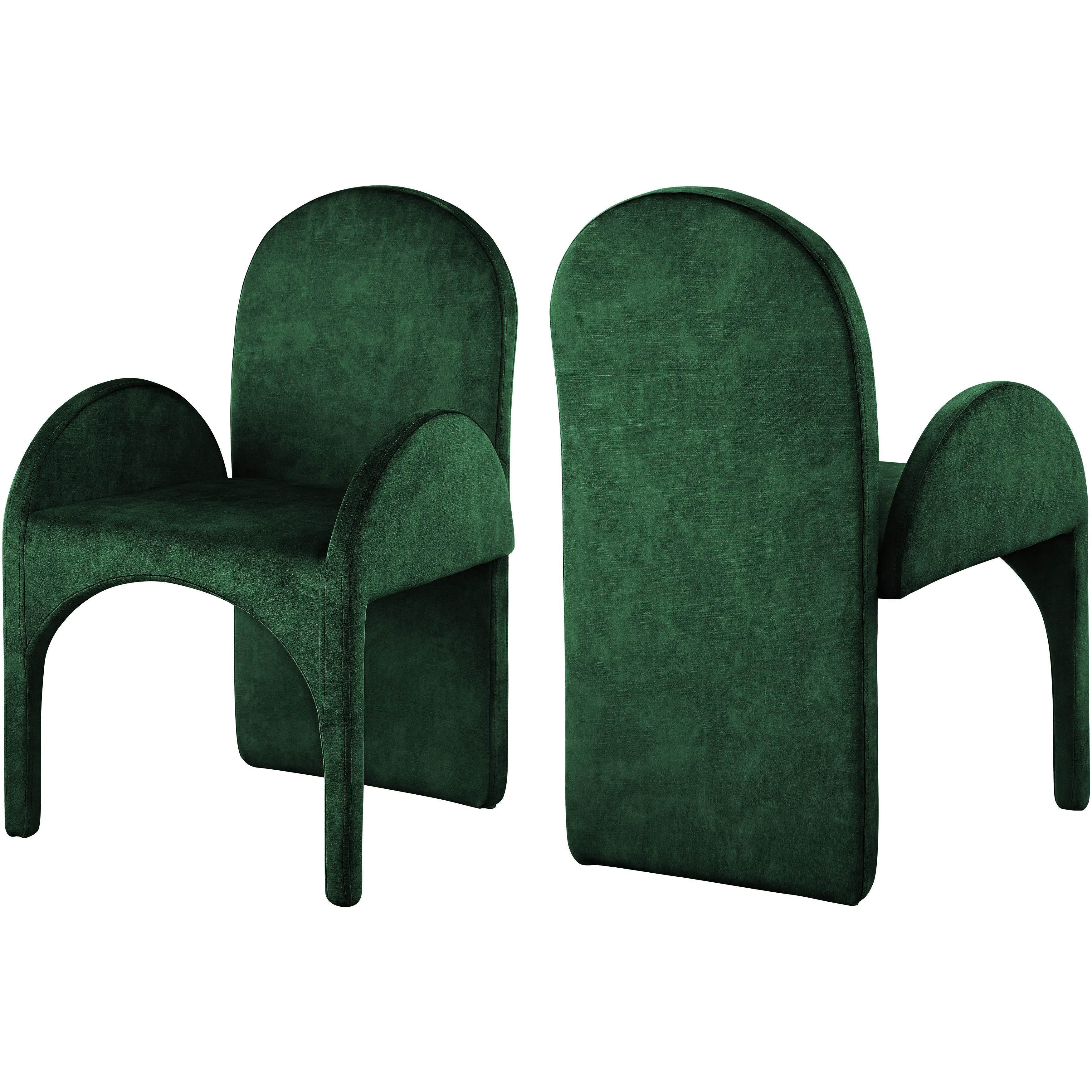 Meridian Summer Green Velvet Dining Arm Chair