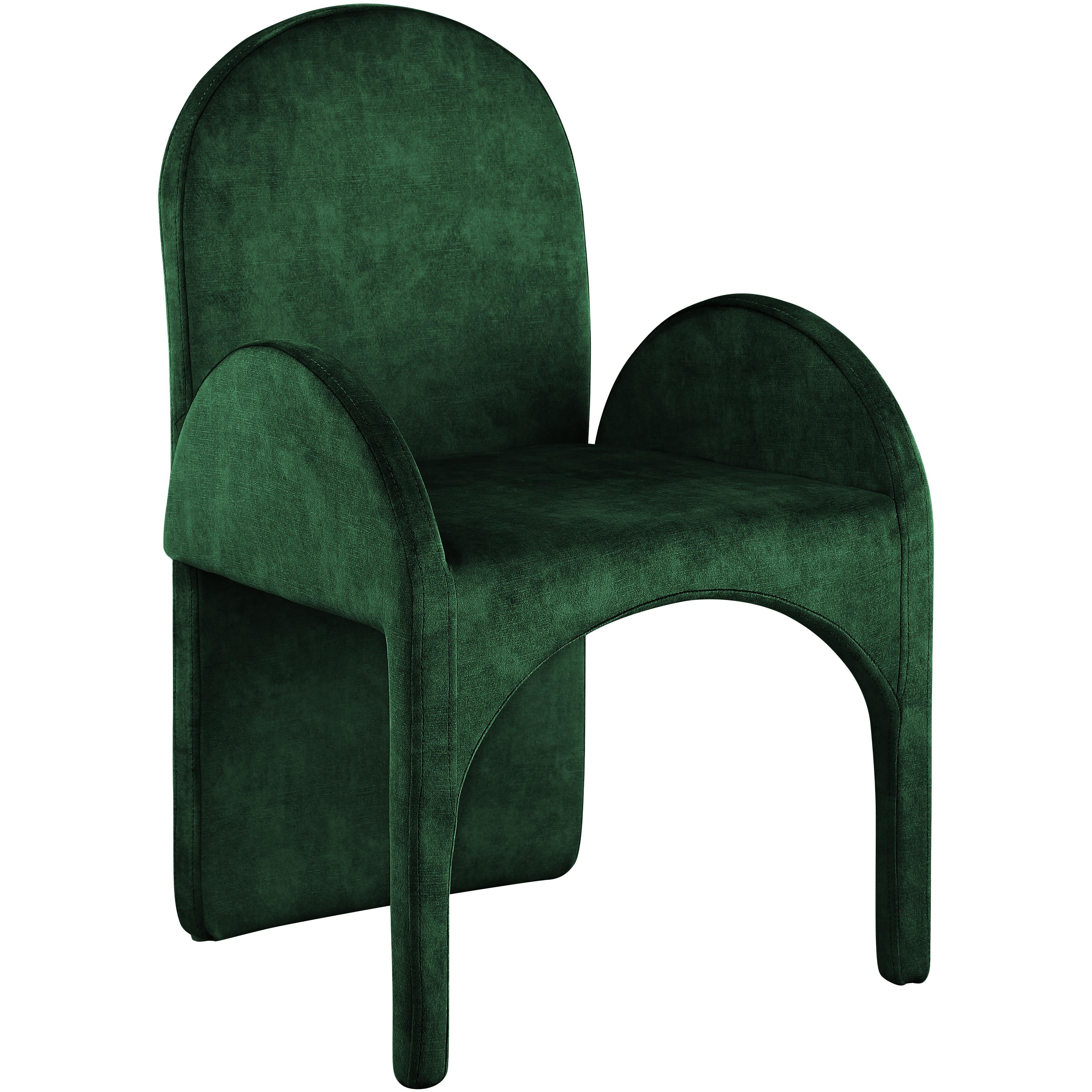 Meridian Summer Green Velvet Dining Arm Chair