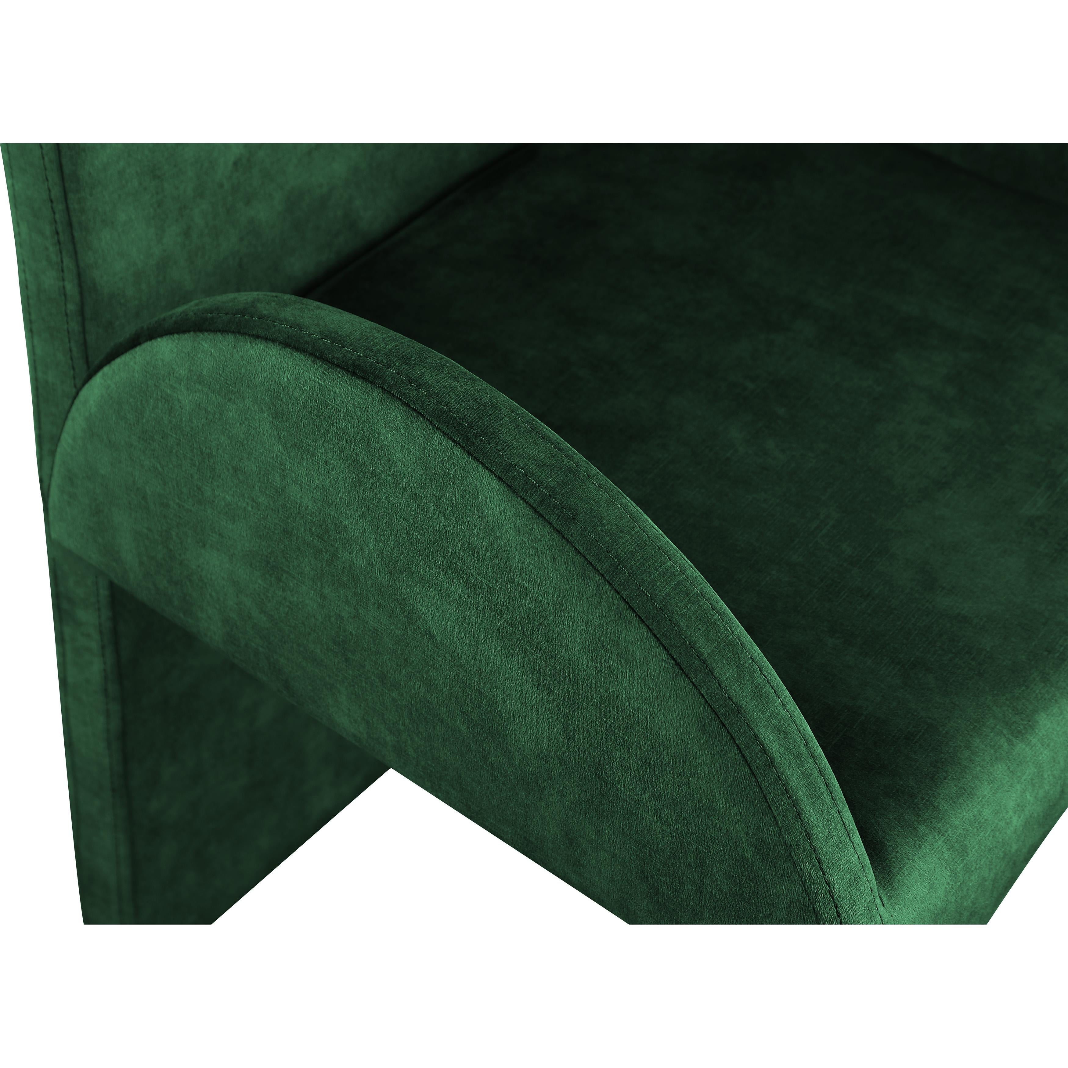 Meridian Summer Green Velvet Dining Arm Chair