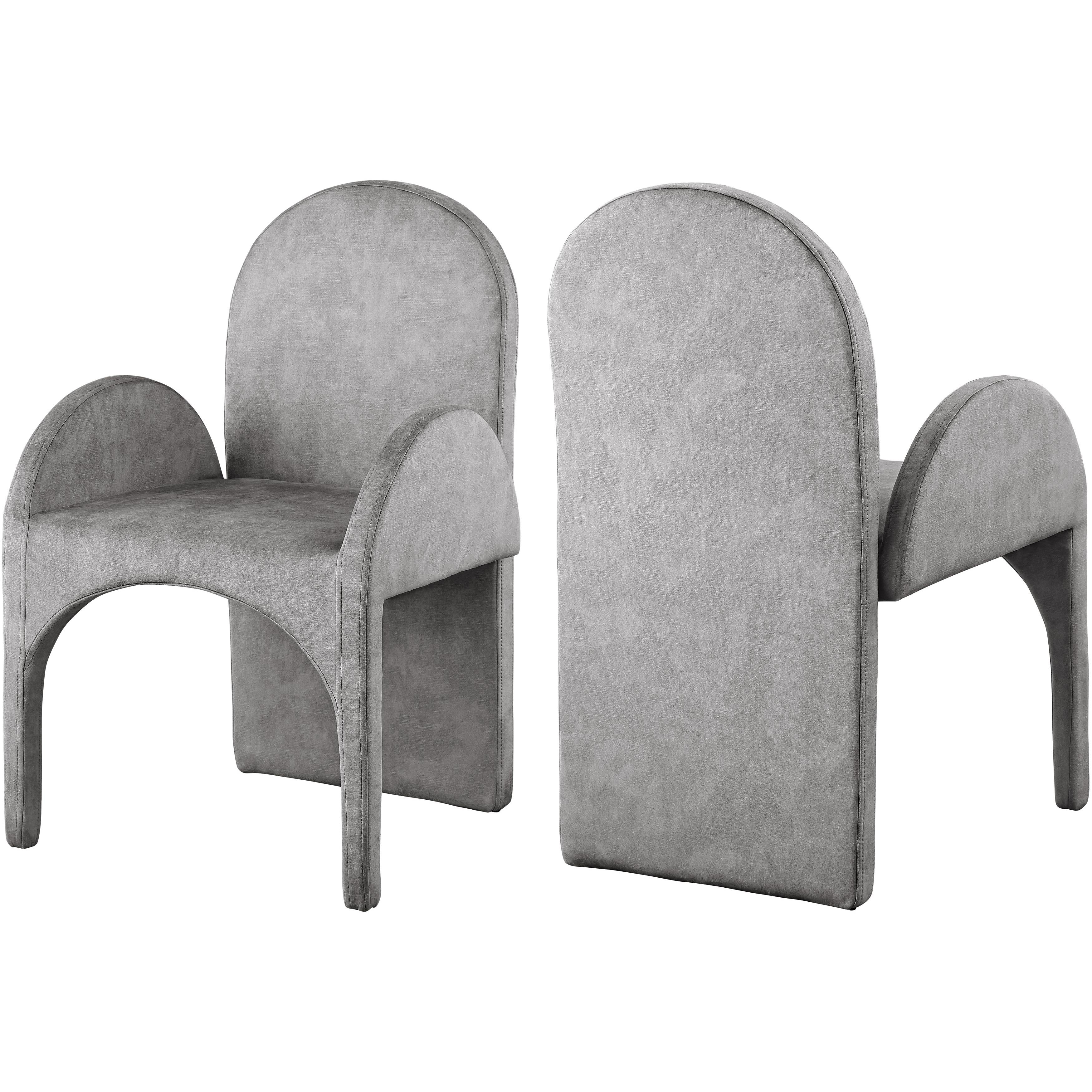 Meridian Summer Grey Velvet Dining Arm Chair