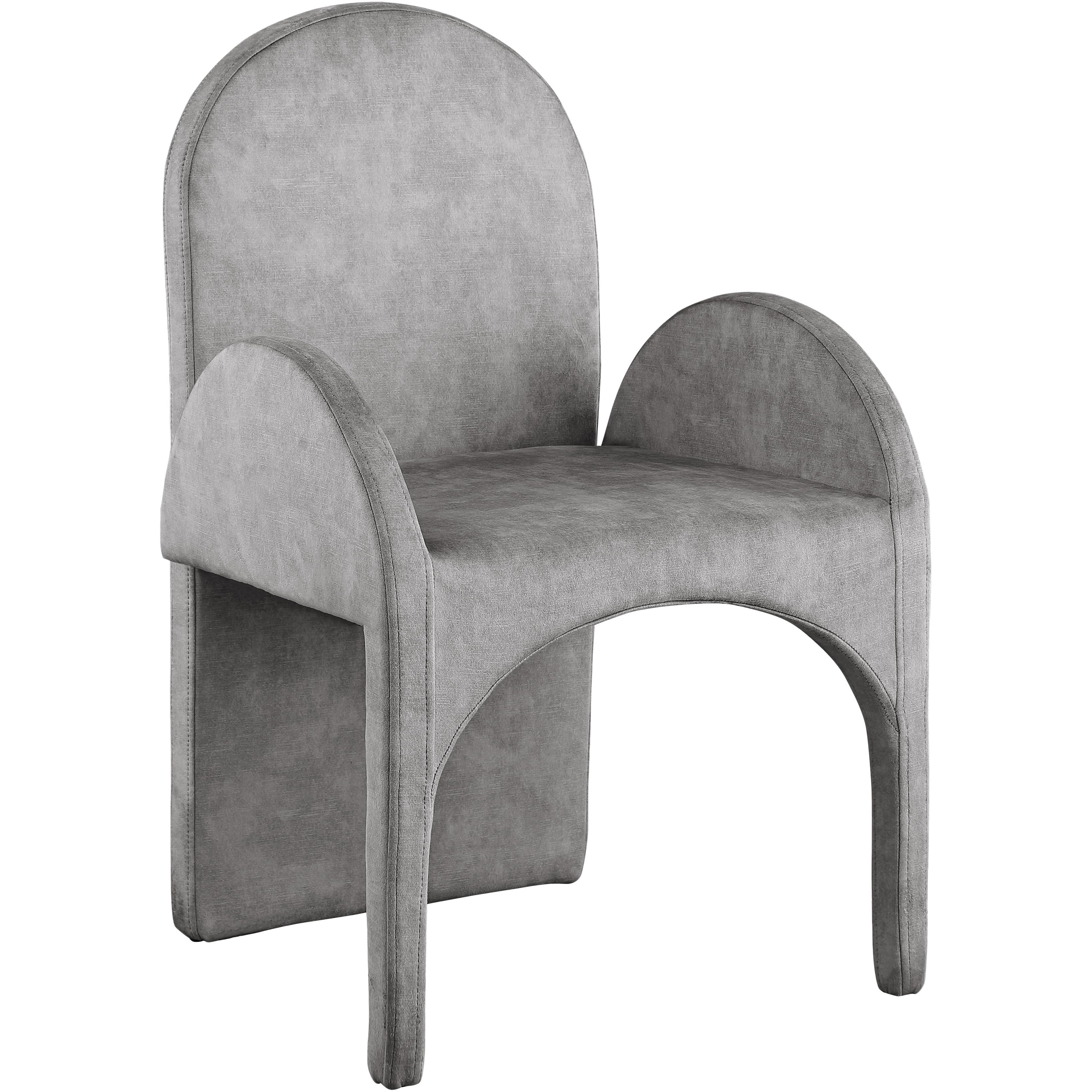 Meridian Summer Grey Velvet Dining Arm Chair