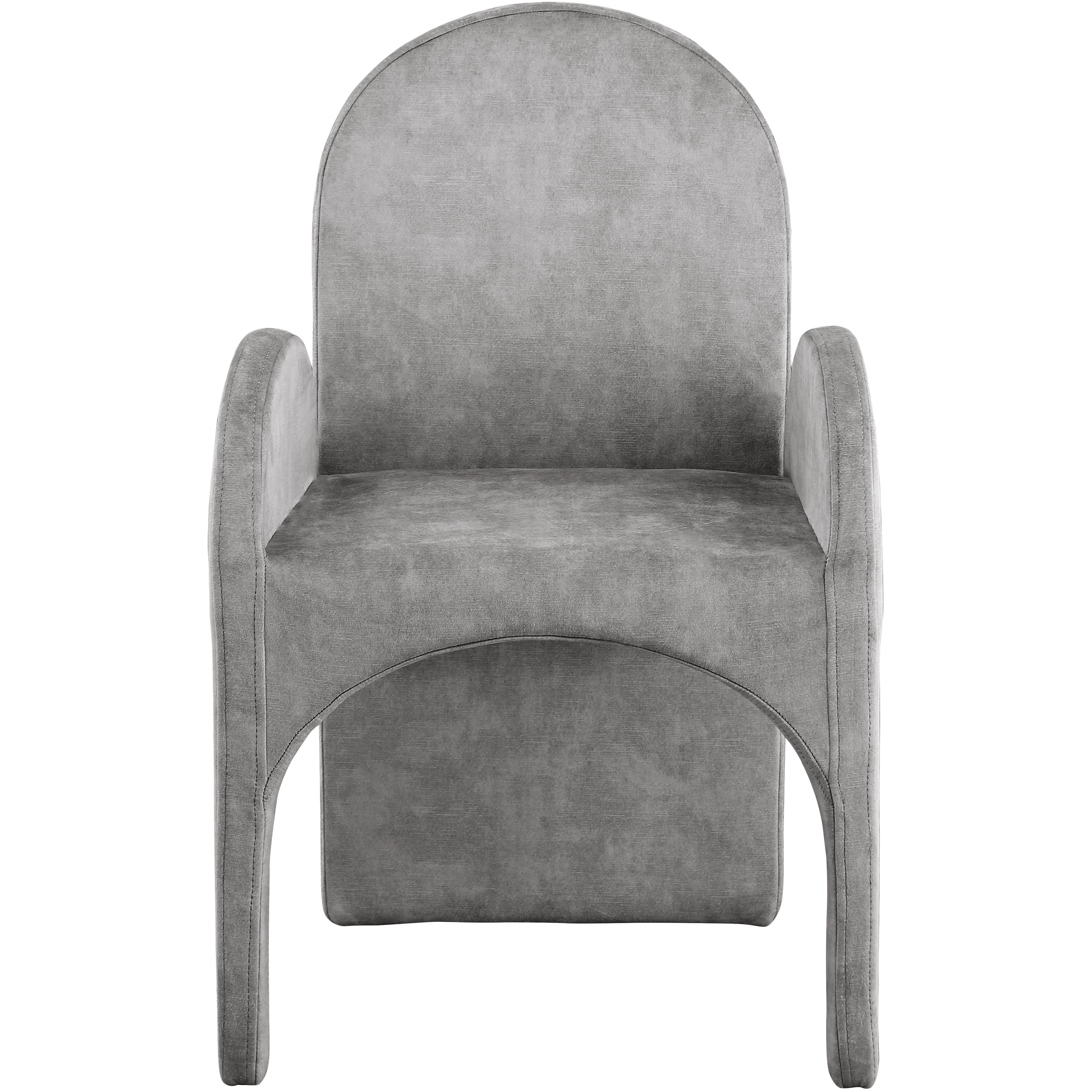 Meridian Summer Grey Velvet Dining Arm Chair