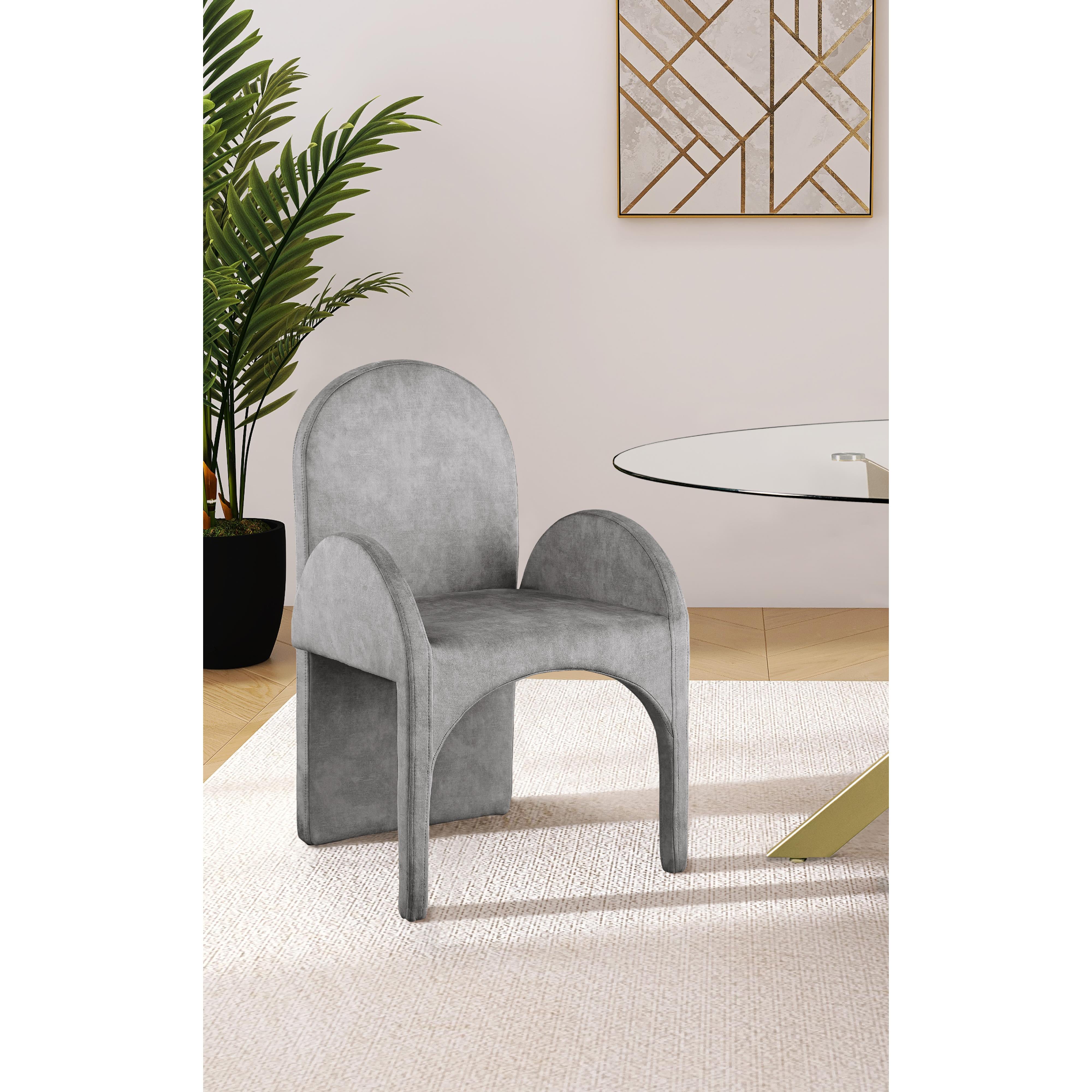 Meridian Summer Grey Velvet Dining Arm Chair