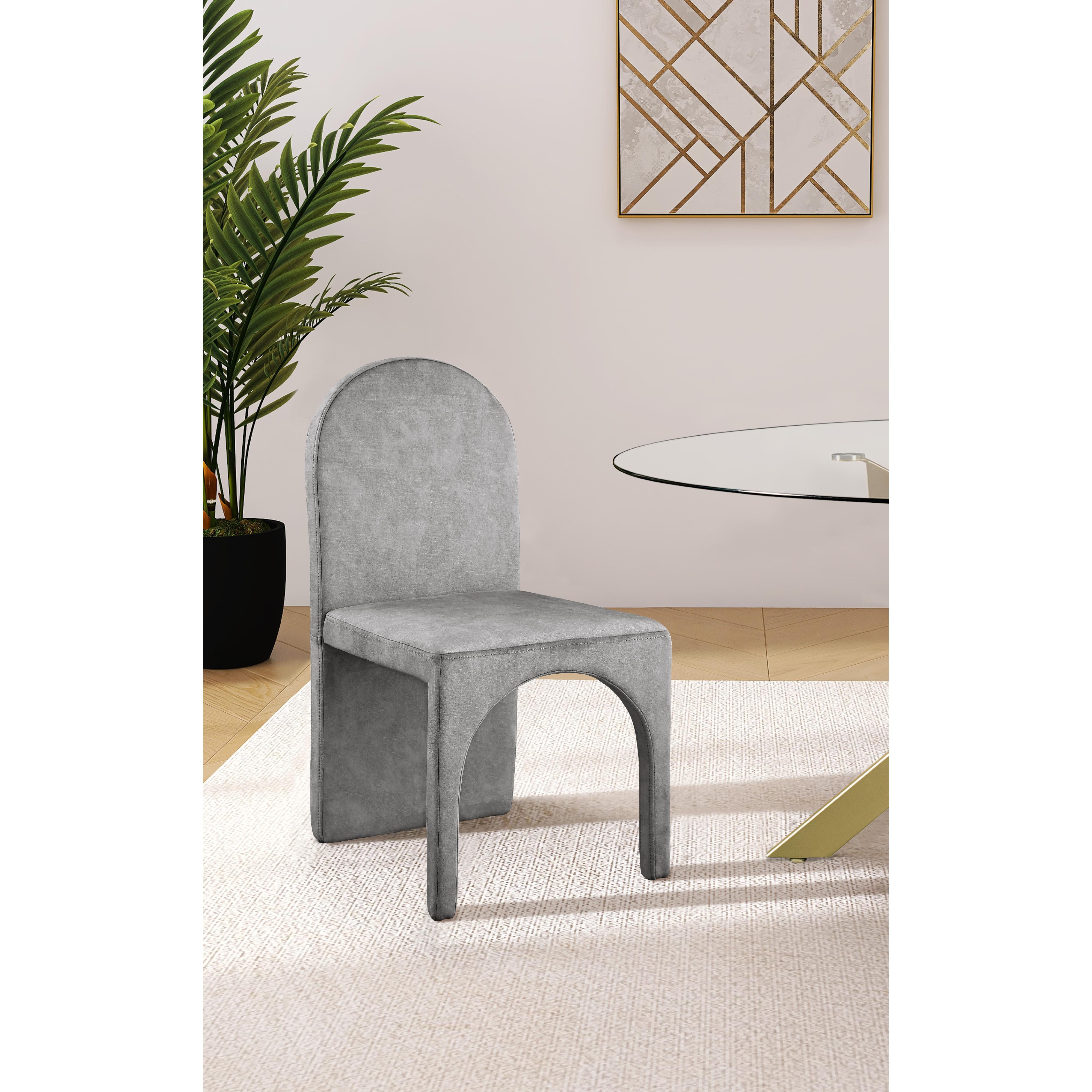 Meridian Summer Grey Velvet Dining Side Chair