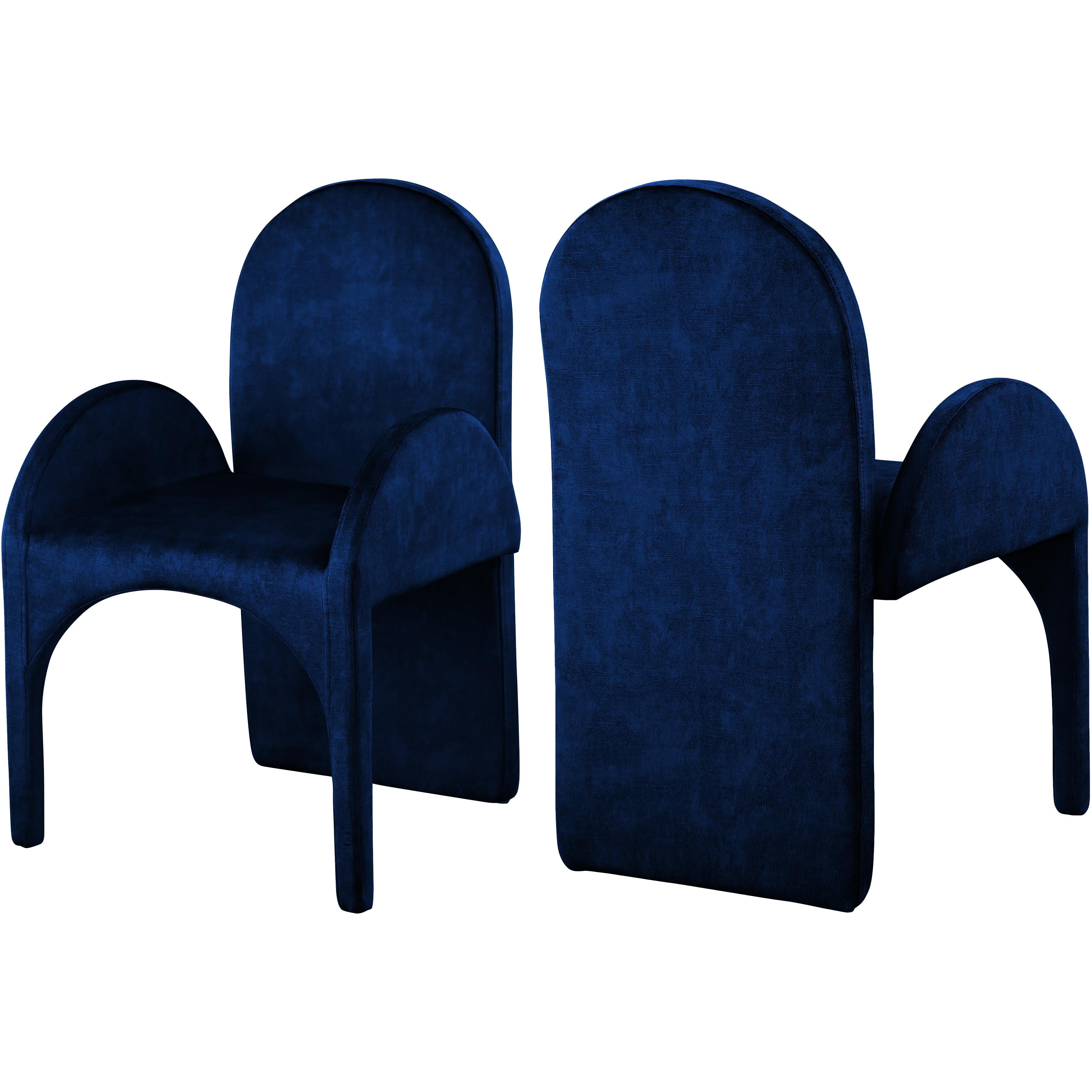 Meridian Summer Navy Velvet Dining Arm Chair