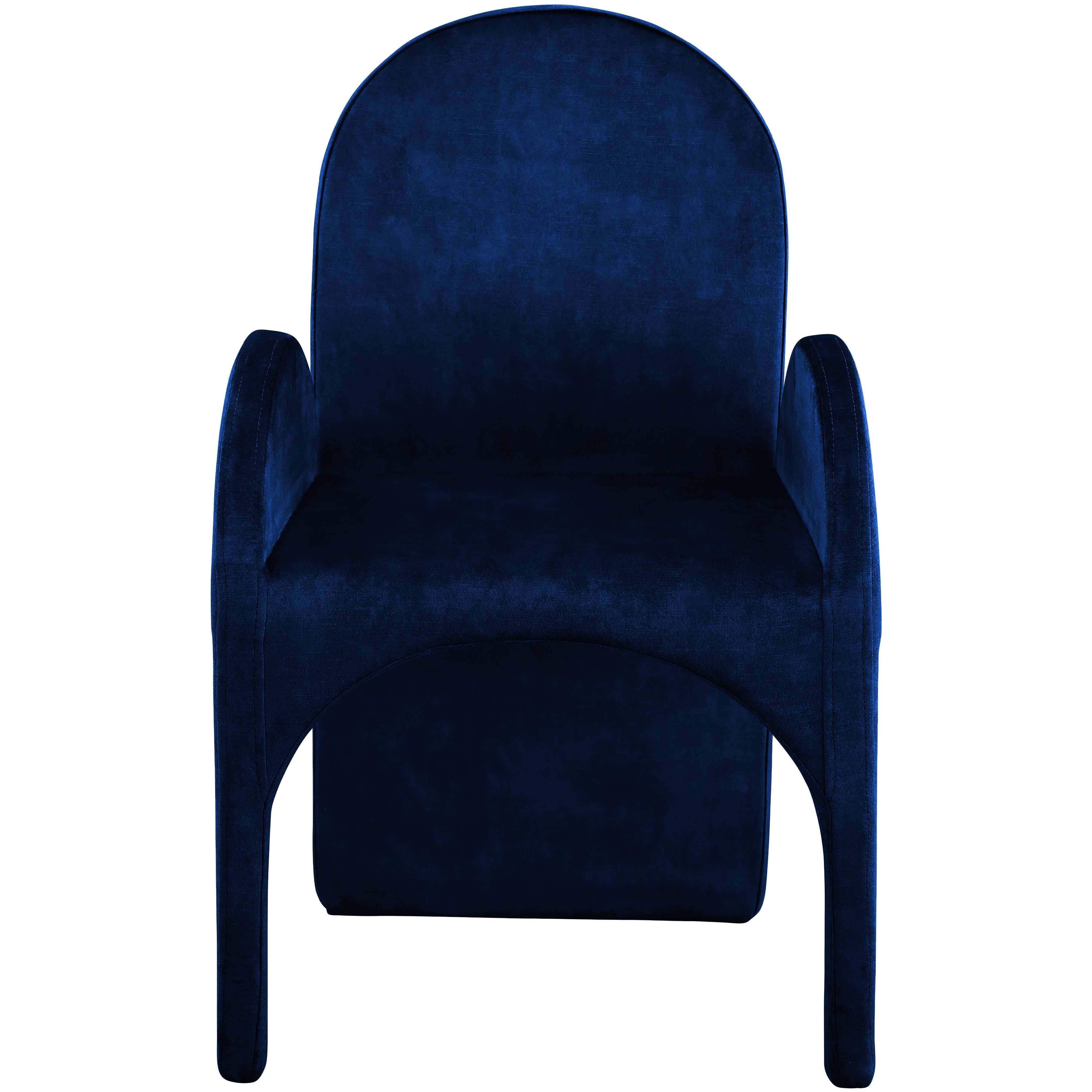 Meridian Summer Navy Velvet Dining Arm Chair