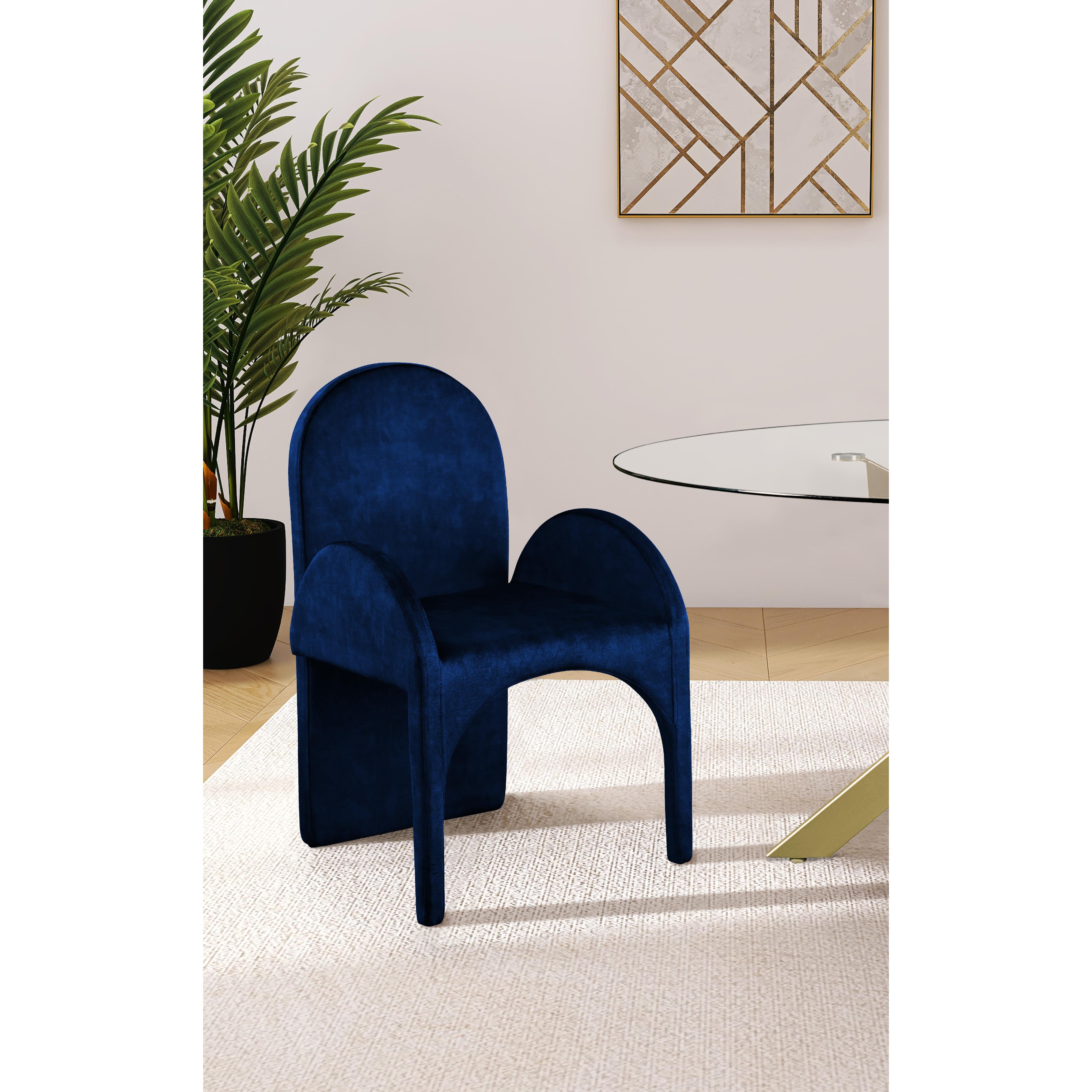 Meridian Summer Navy Velvet Dining Arm Chair