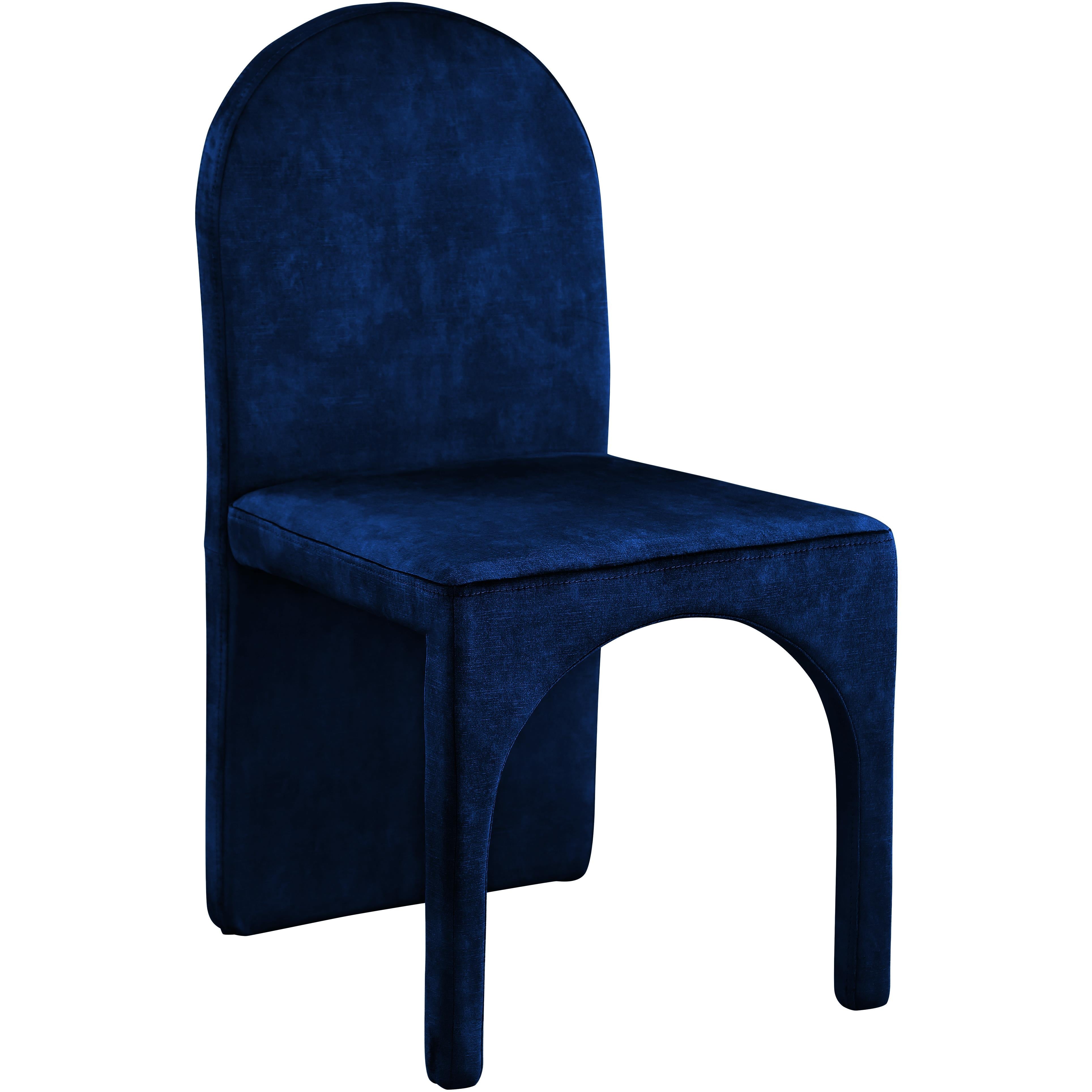 Meridian Summer Navy Velvet Dining Side Chair