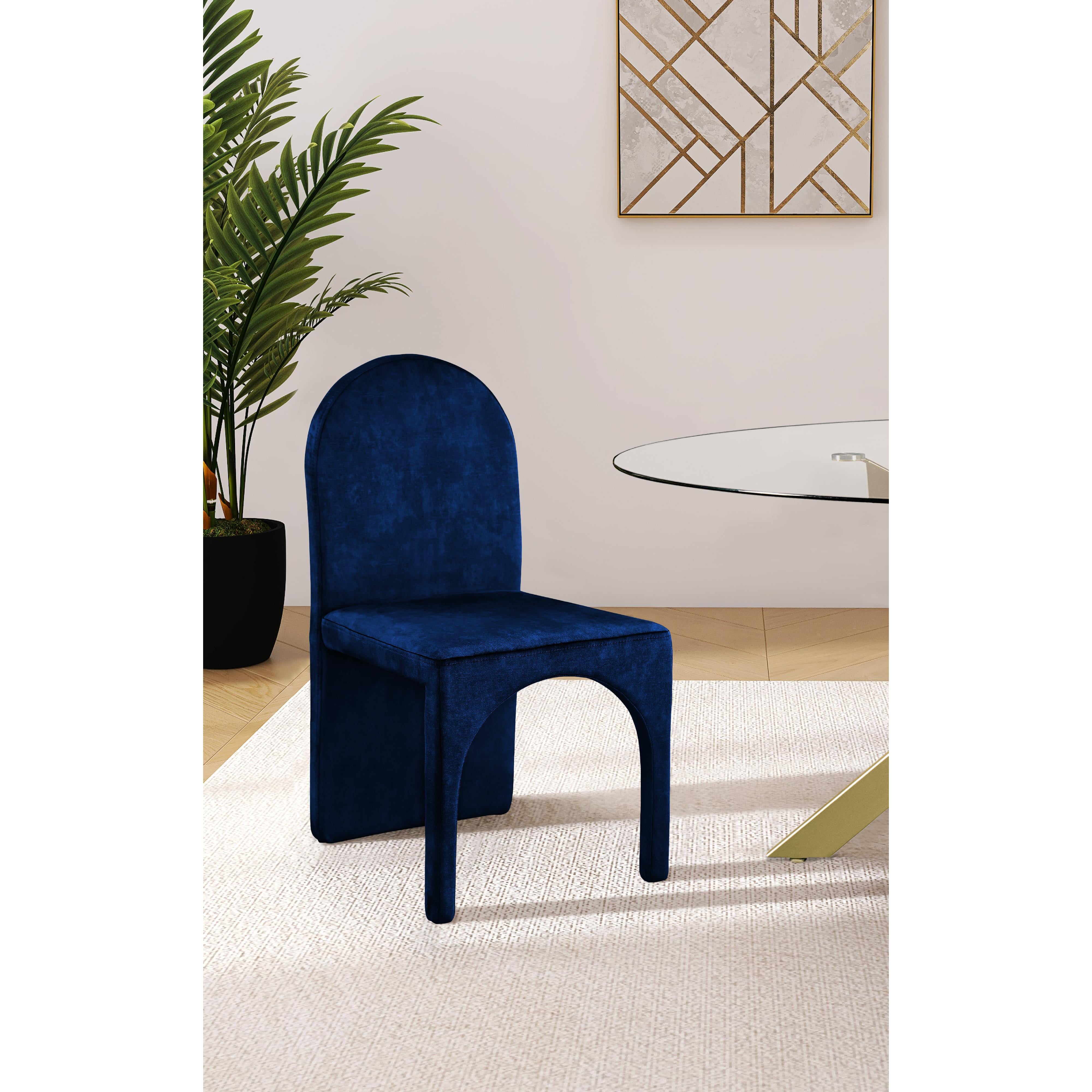 Meridian Summer Navy Velvet Dining Side Chair