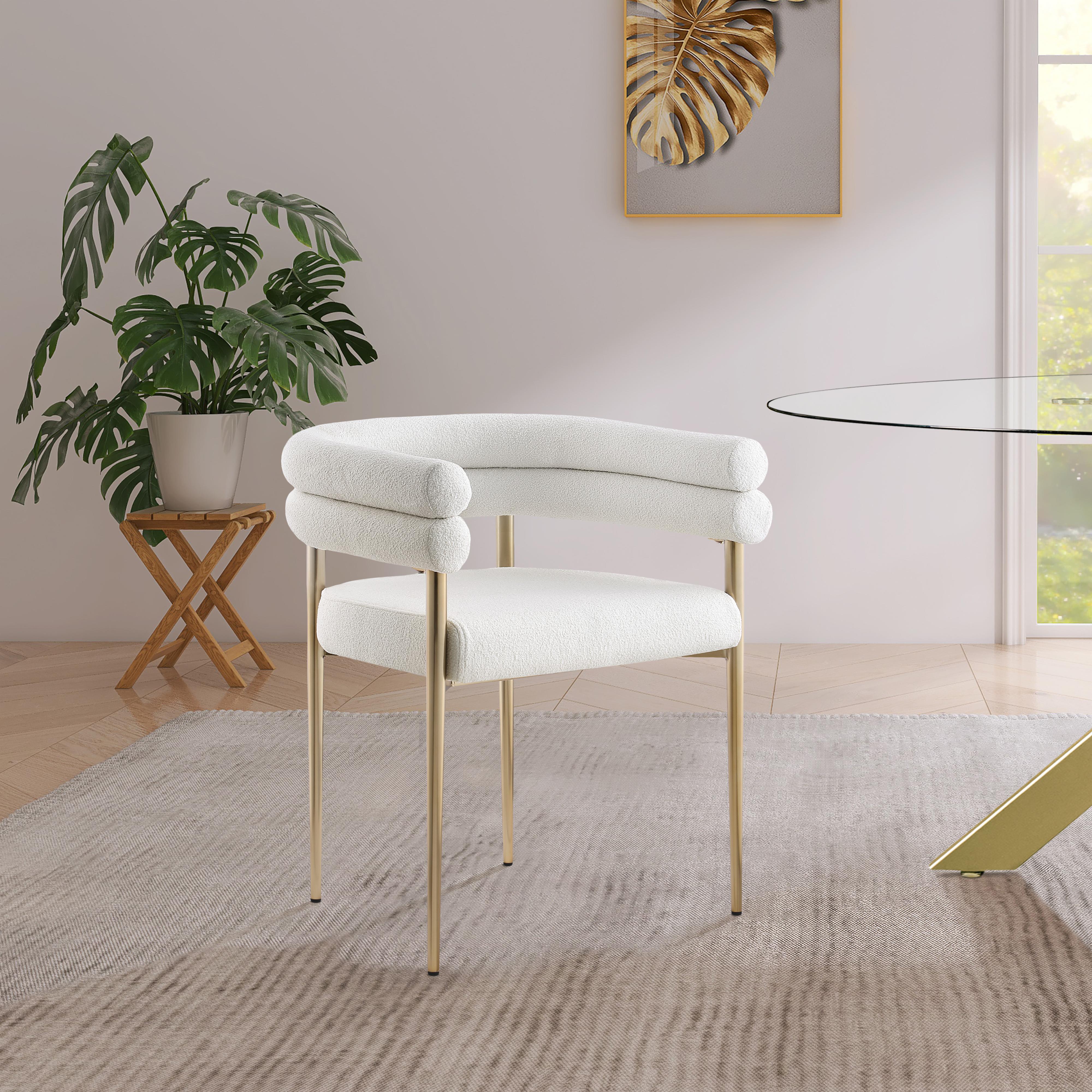 Meridian Brielle Cream Boucle Fabric Dining Chair