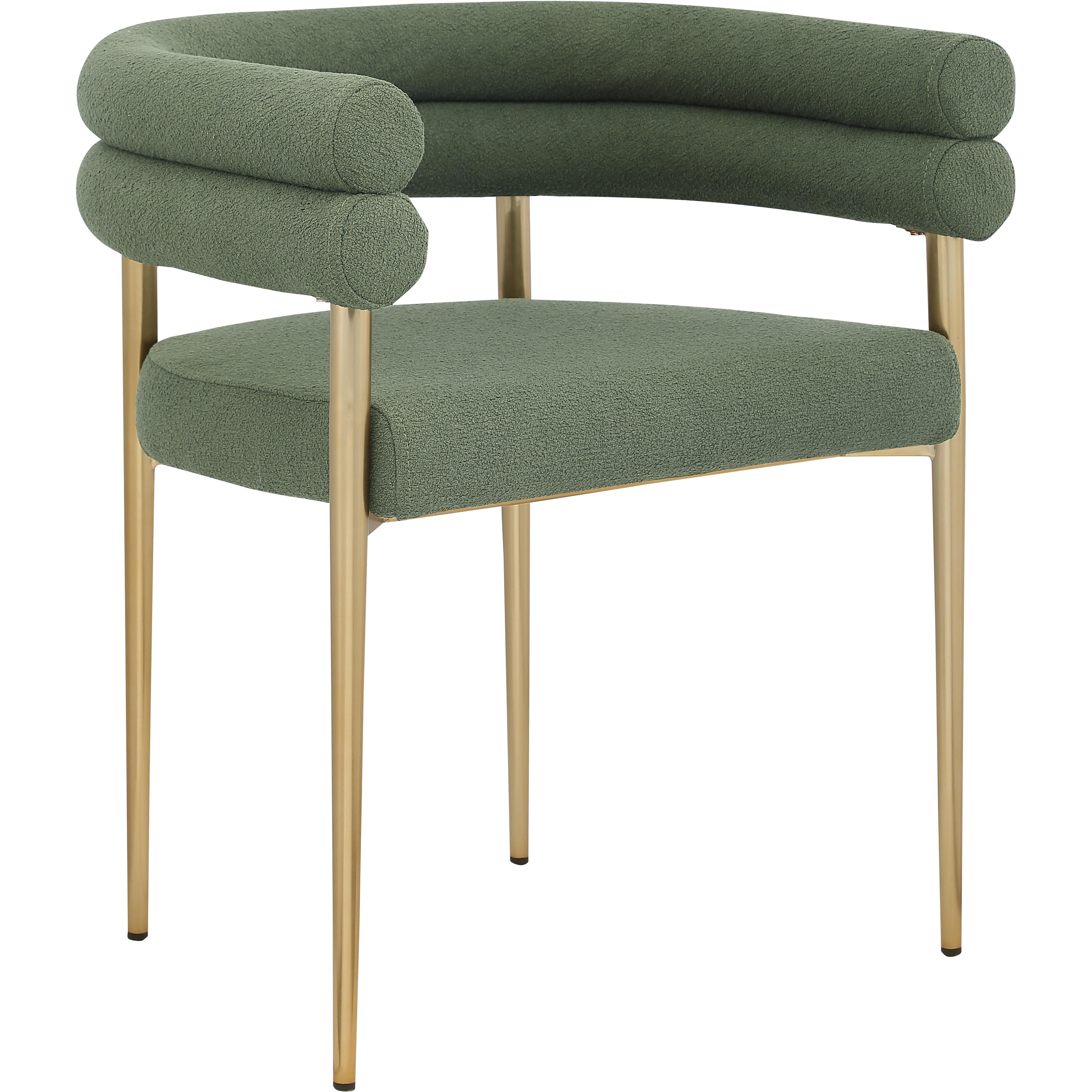 Meridian Brielle Green Boucle Fabric Dining Chair