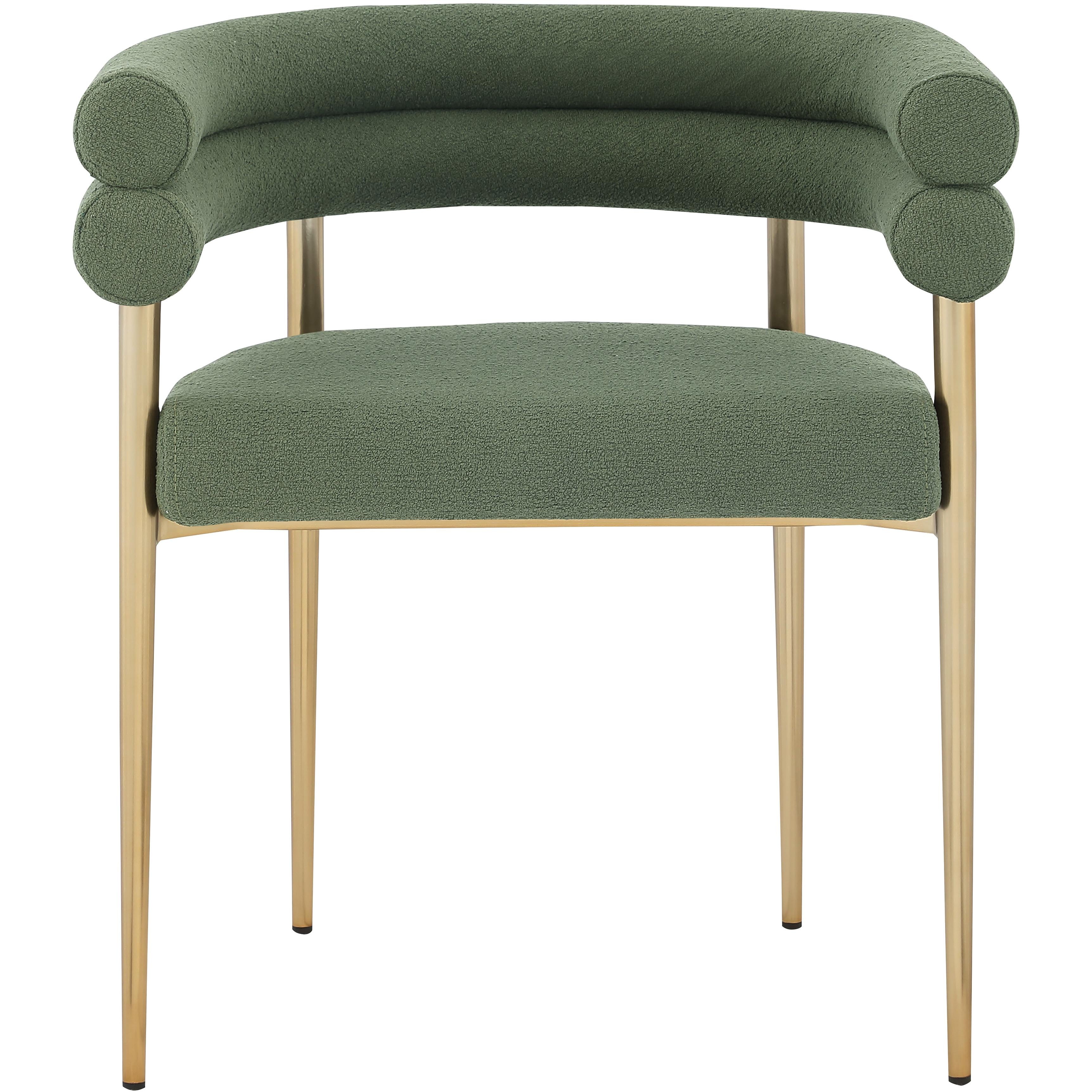 Meridian Brielle Green Boucle Fabric Dining Chair