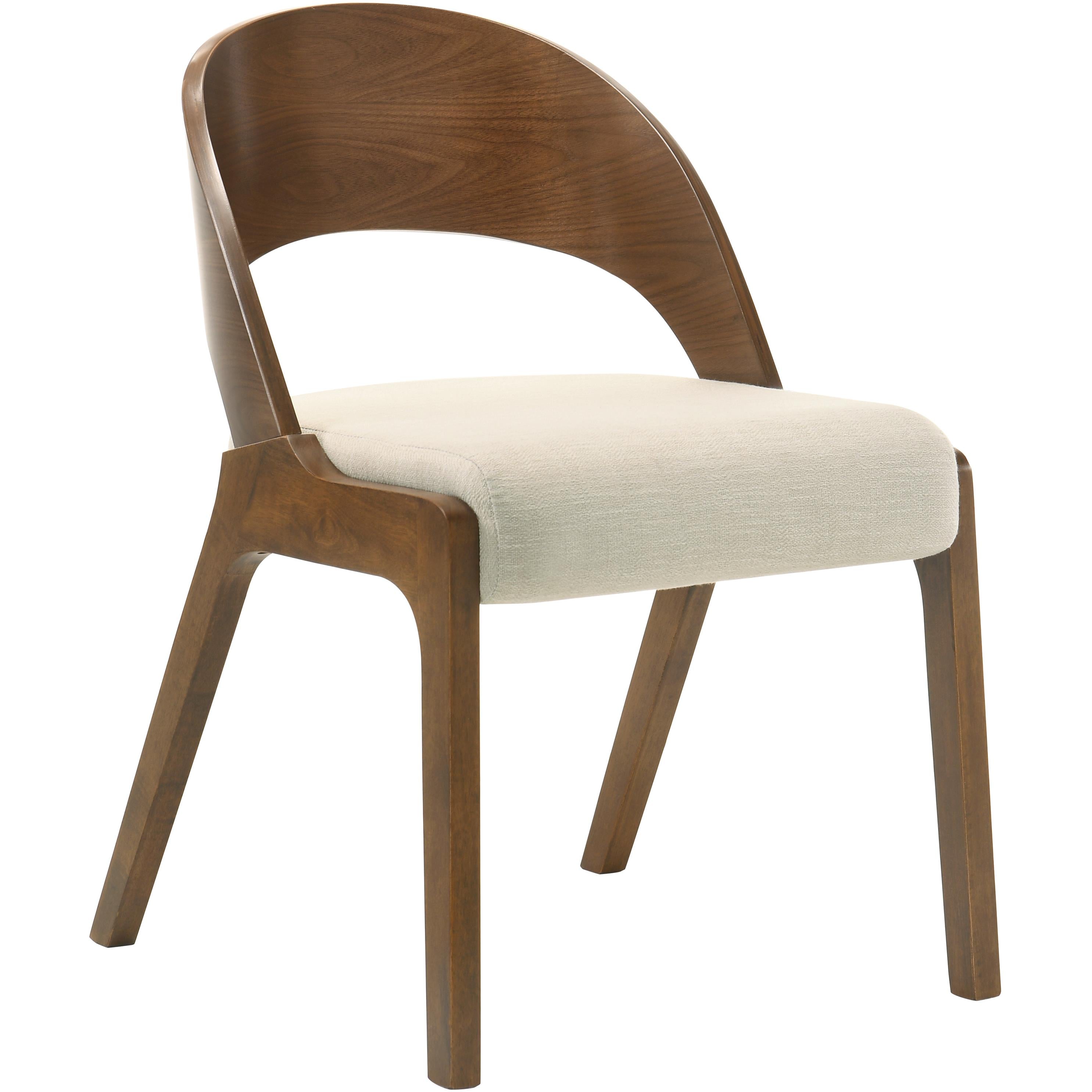 Meridian Woodson Beige Linen Textured Fabric Dining Chair