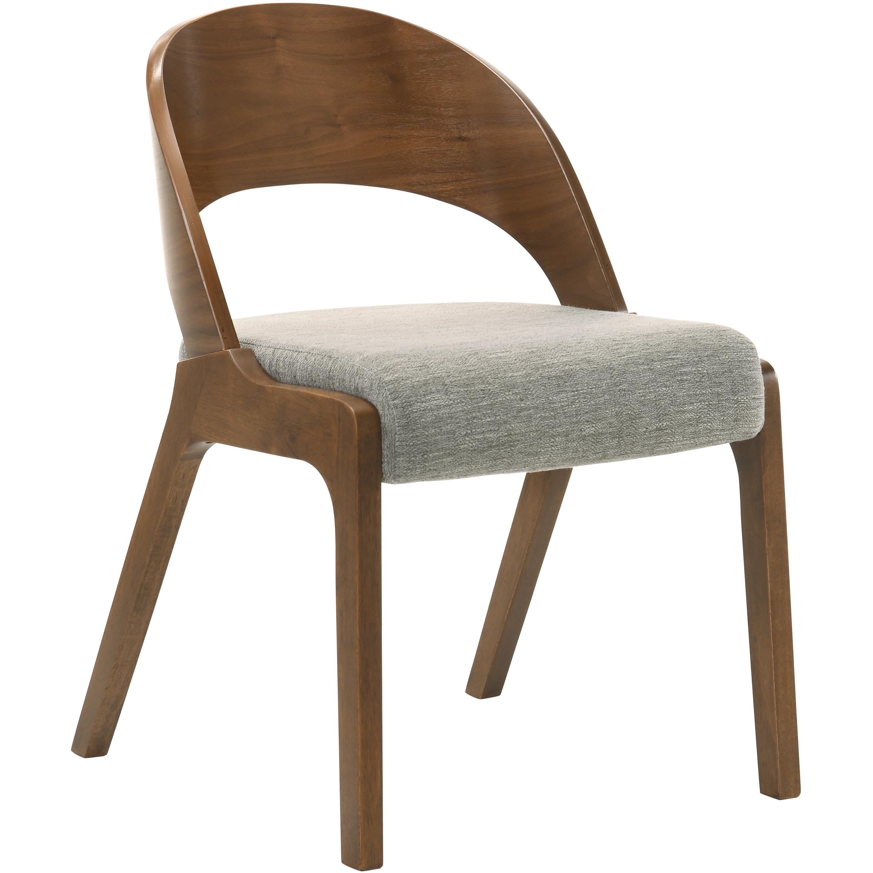 Meridian Woodson Grey Linen Textured Fabric Dining Chair