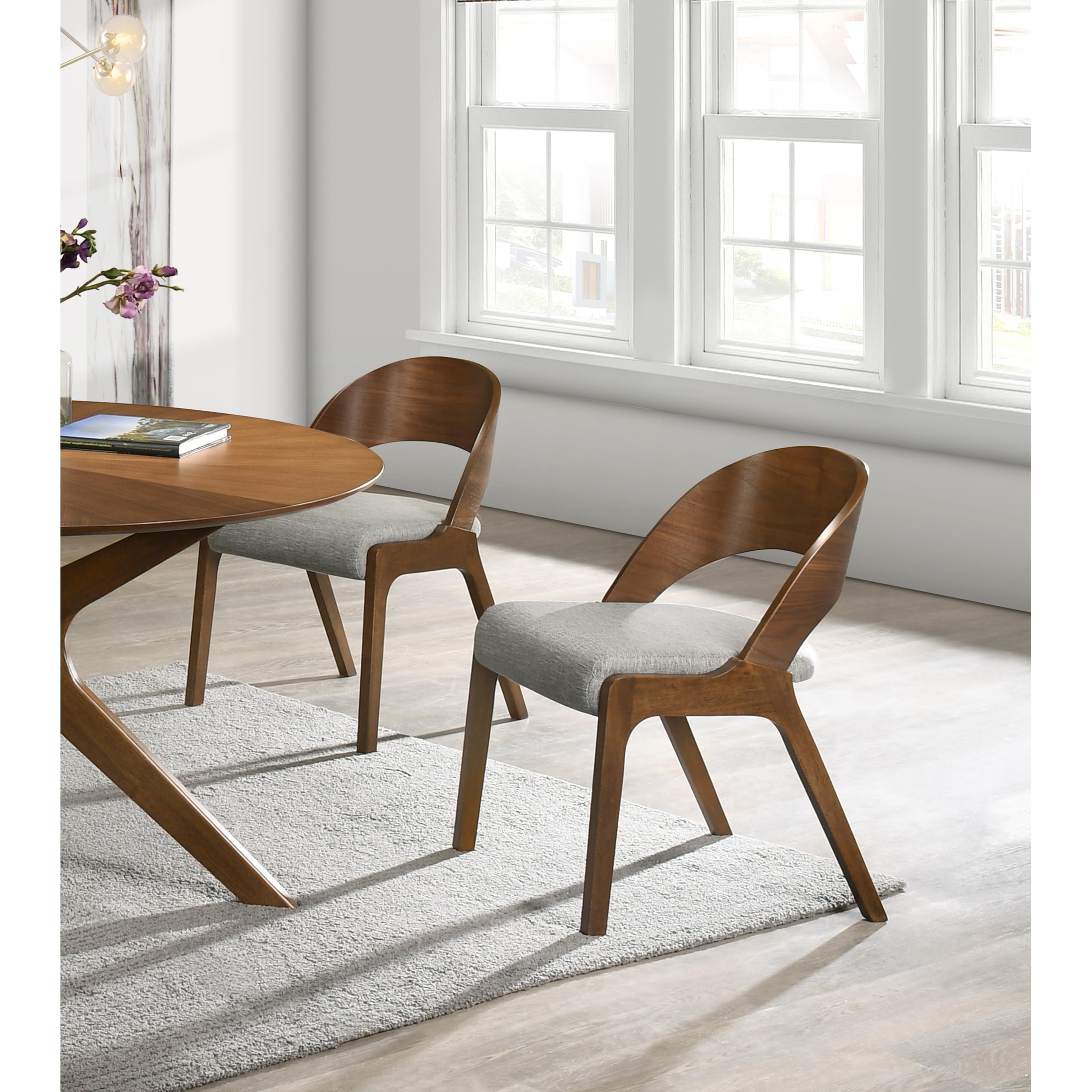 Meridian Woodson Grey Linen Textured Fabric Dining Chair