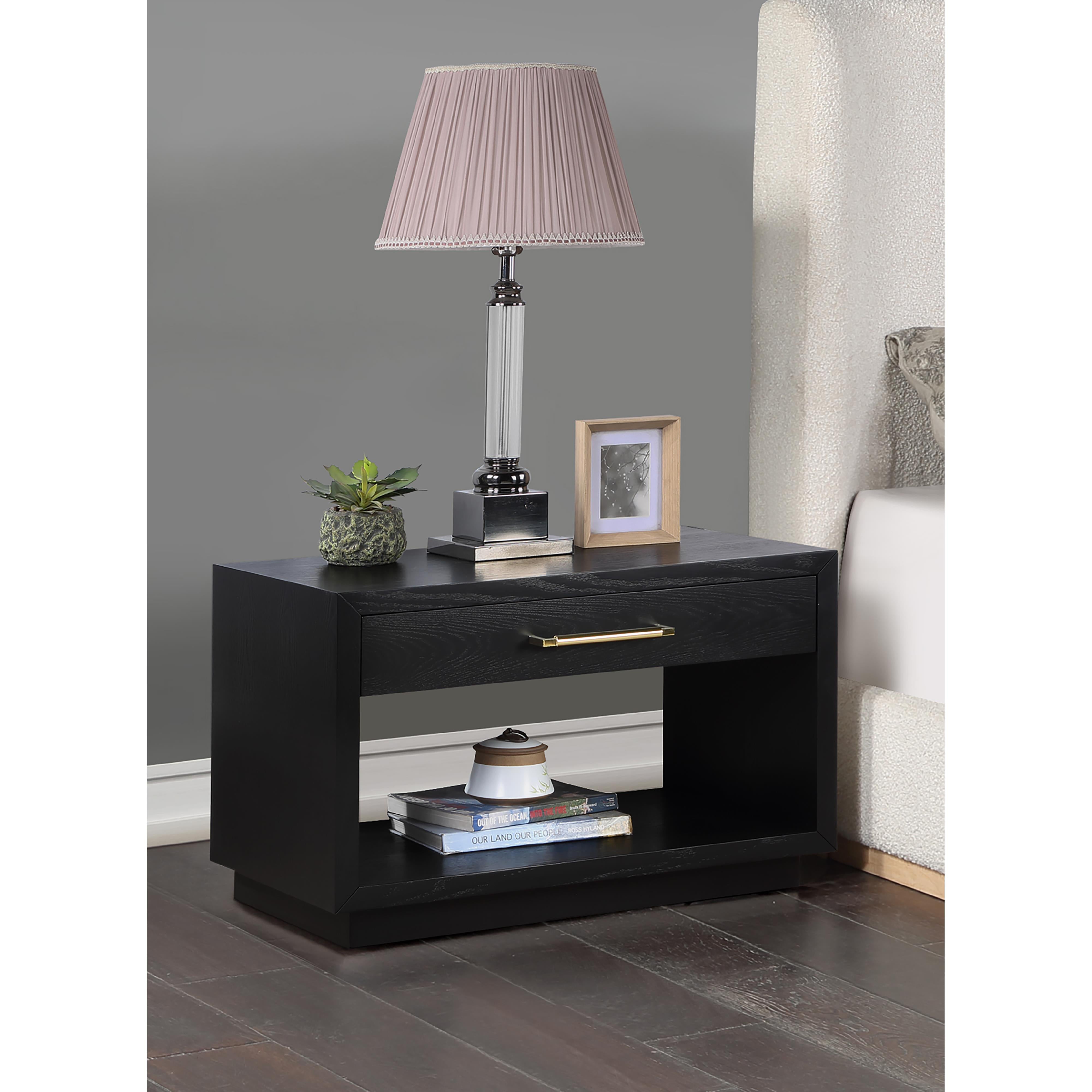 Meridian Avery Black Wood Veneer Night Stand