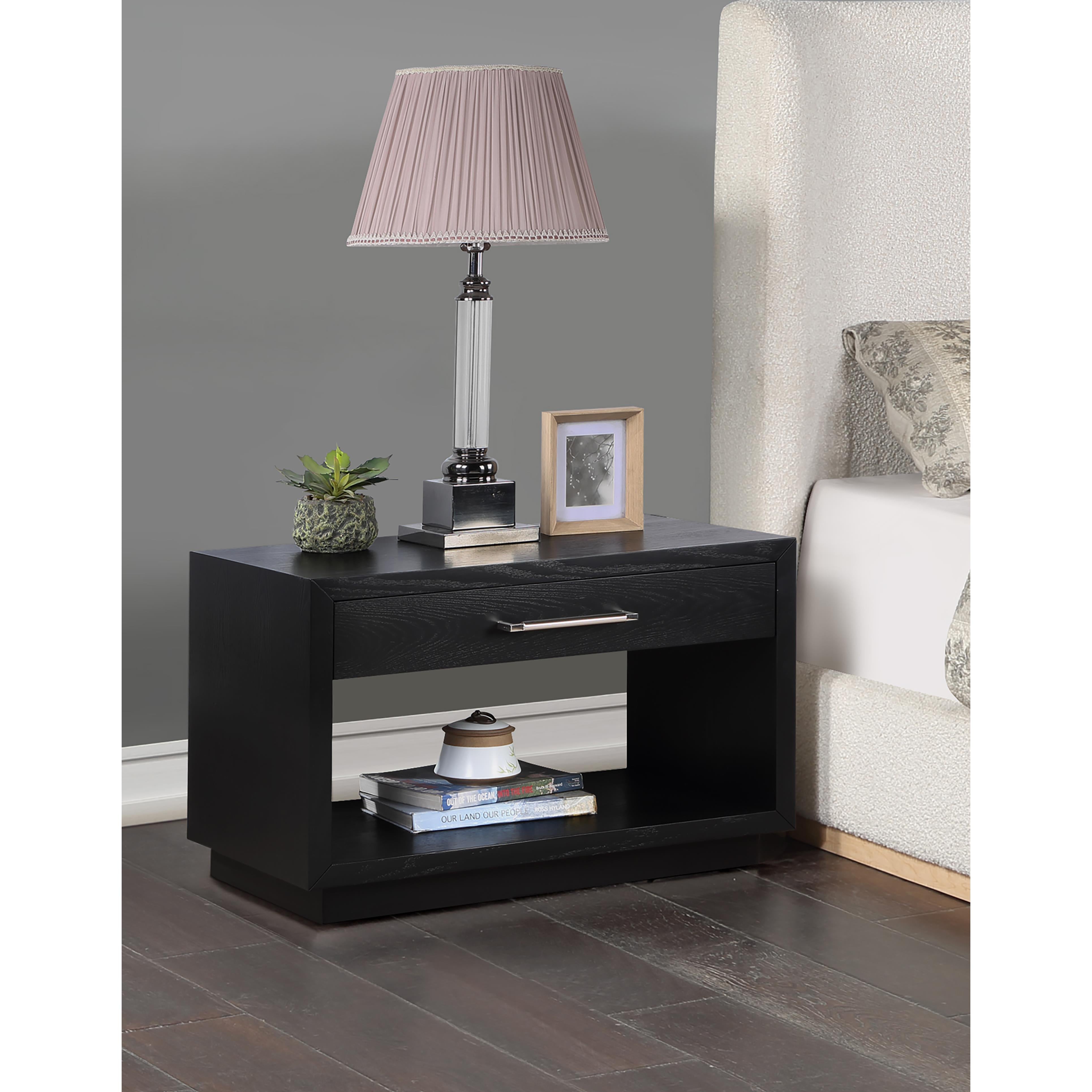 Meridian Avery Black Wood Veneer Night Stand