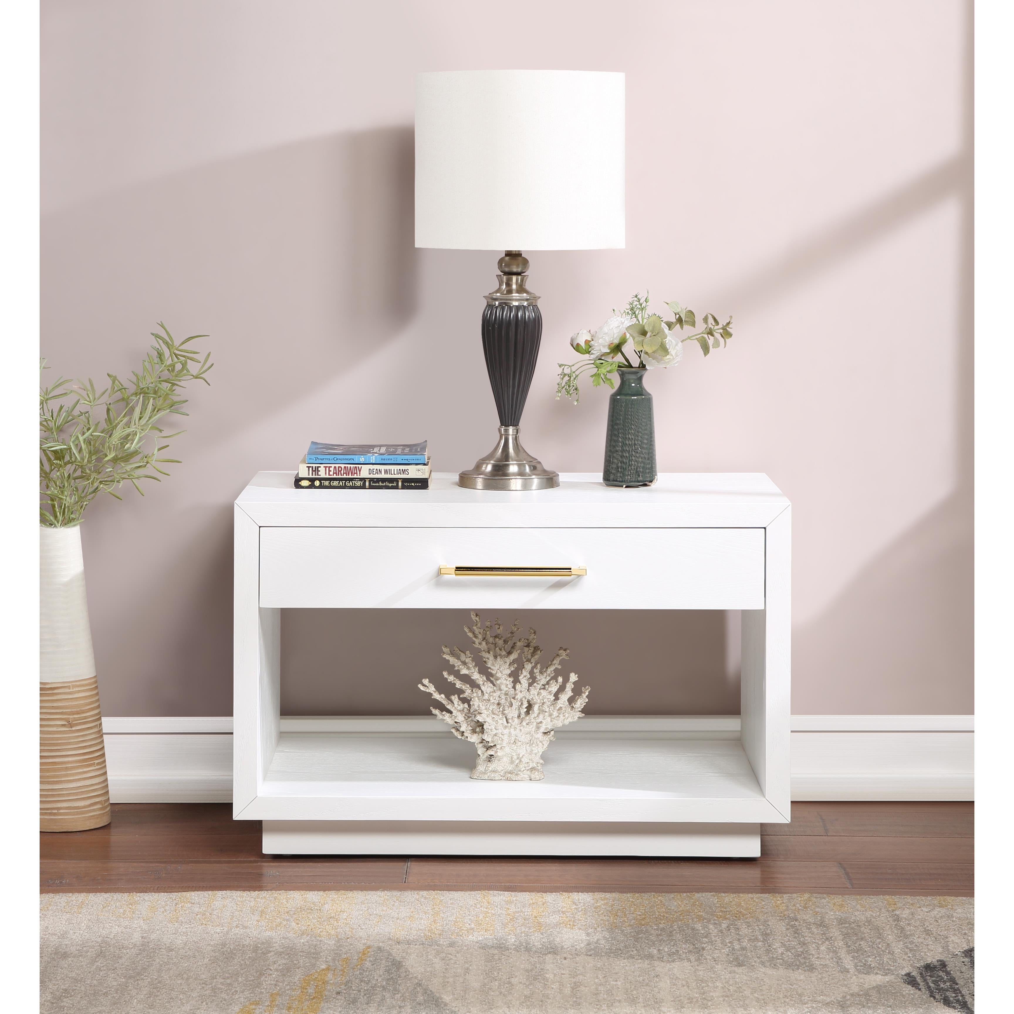 Meridian Avery White Wood Veneer Night Stand