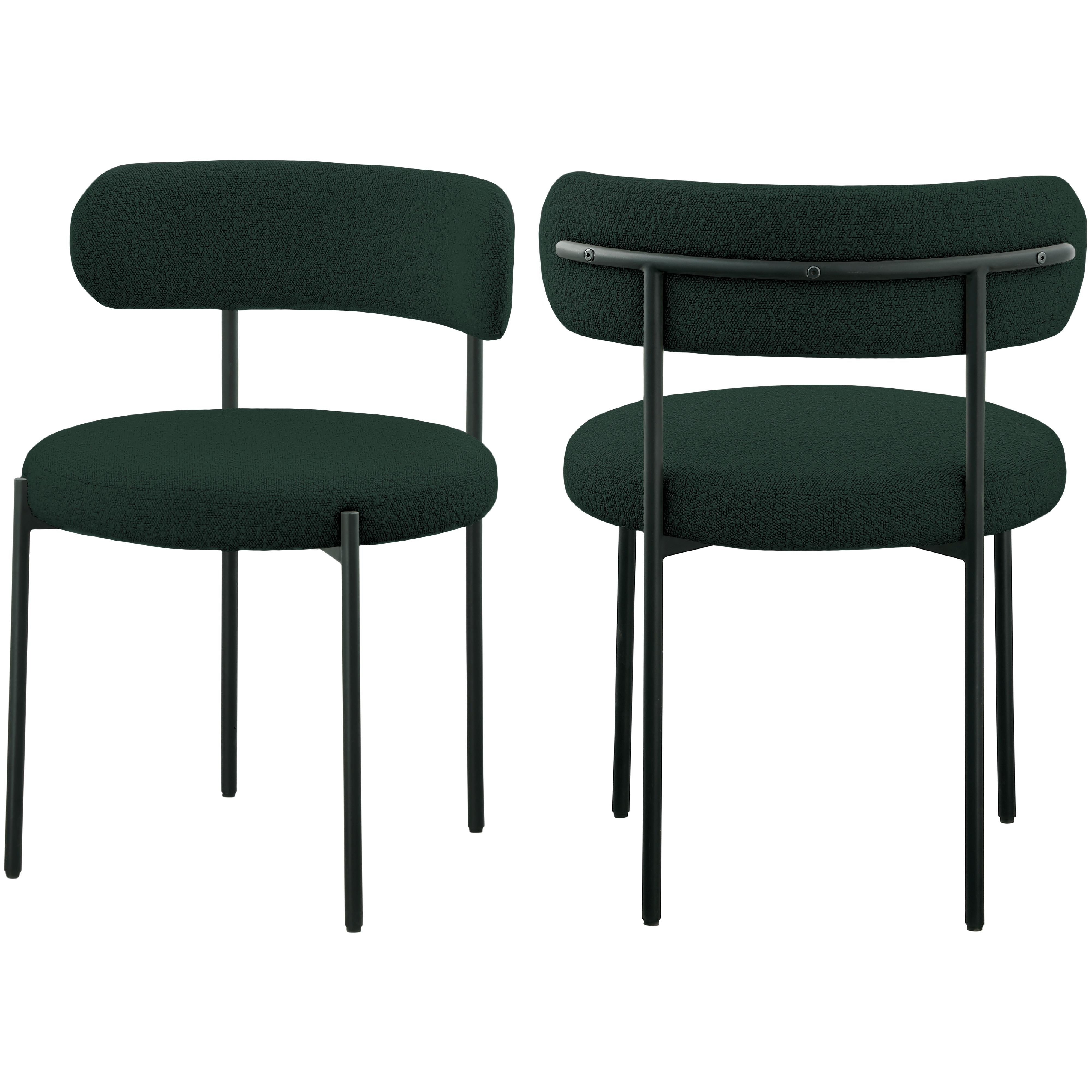 Meridian Beacon Green Boucle Fabric Dining Chair