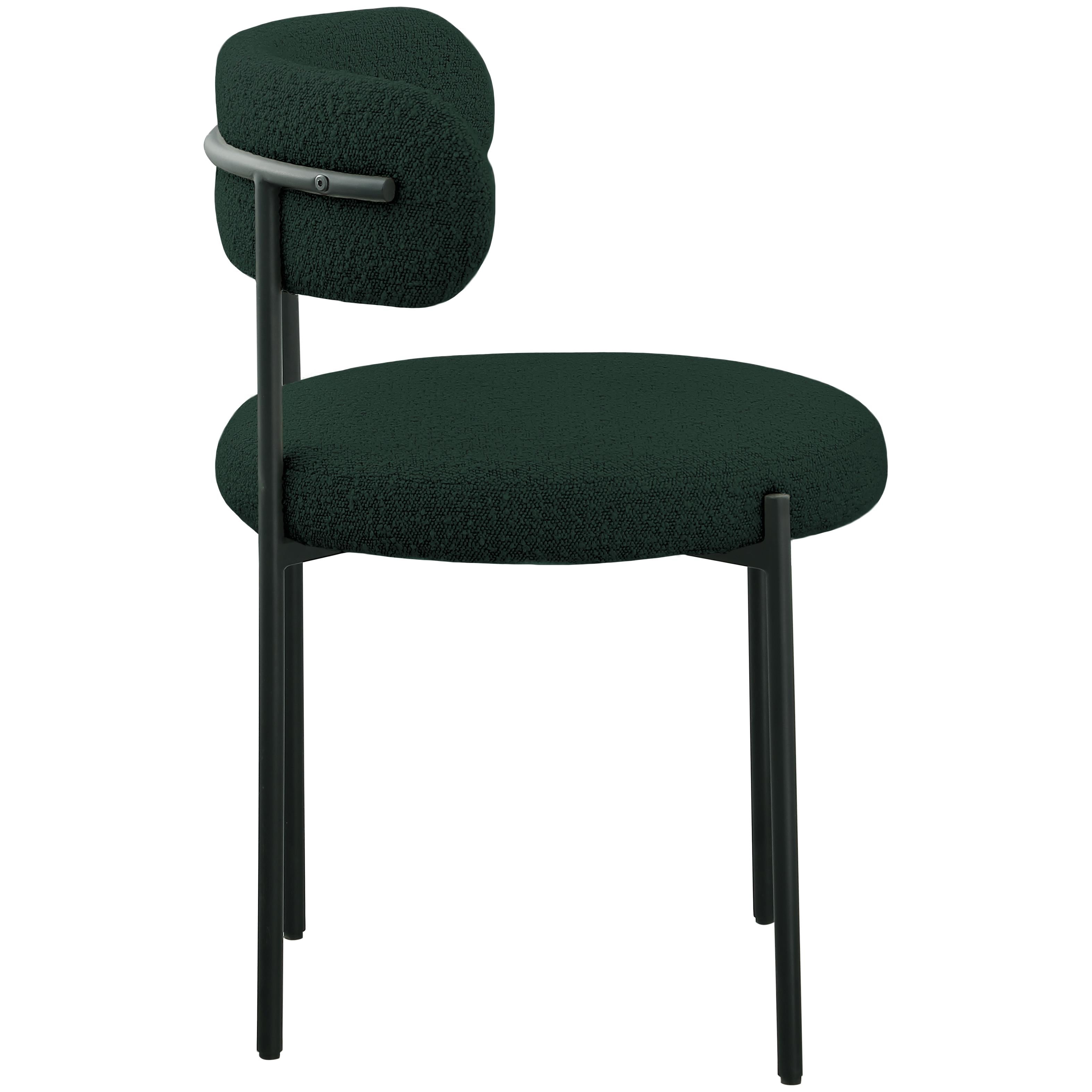 Meridian Beacon Green Boucle Fabric Dining Chair