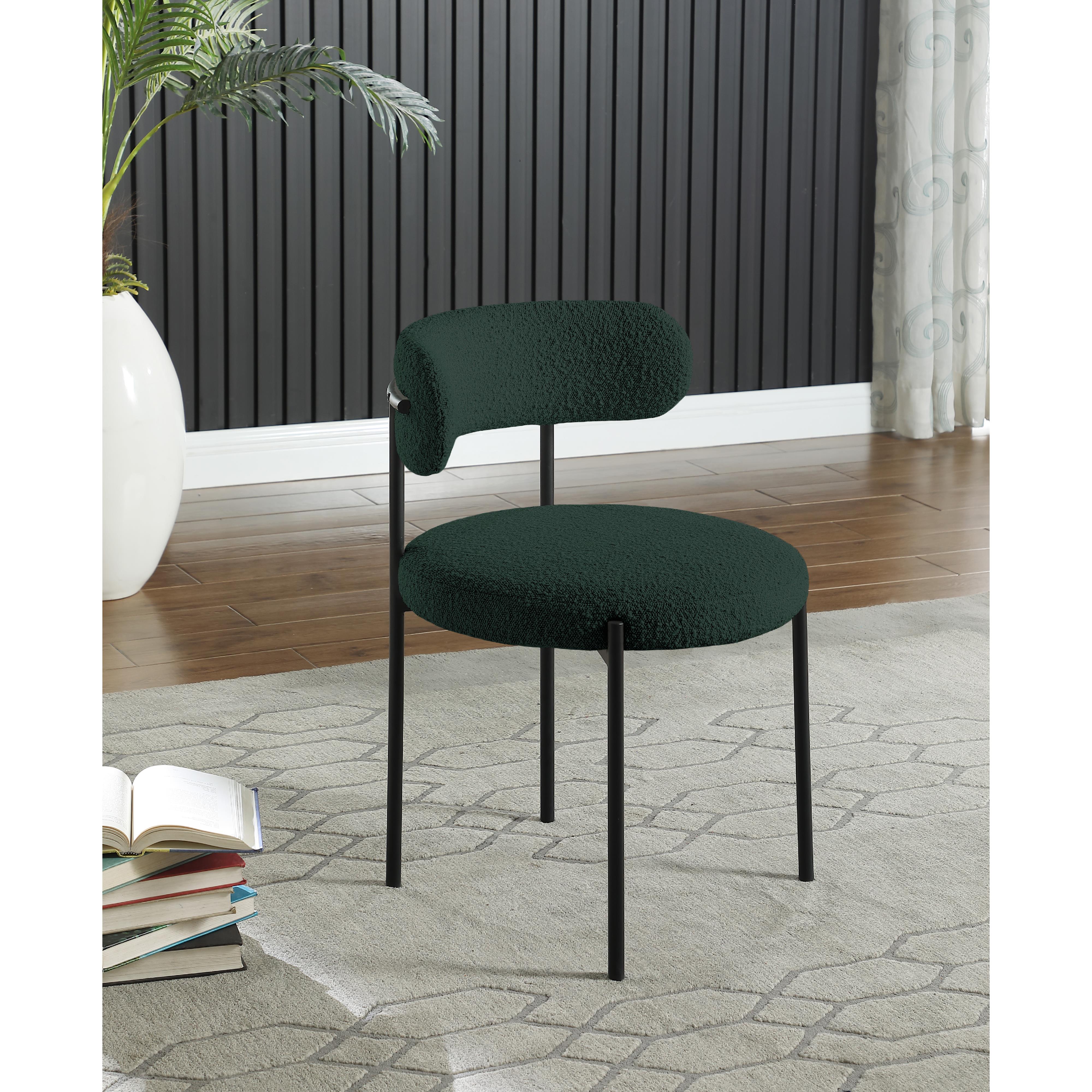 Meridian Beacon Green Boucle Fabric Dining Chair