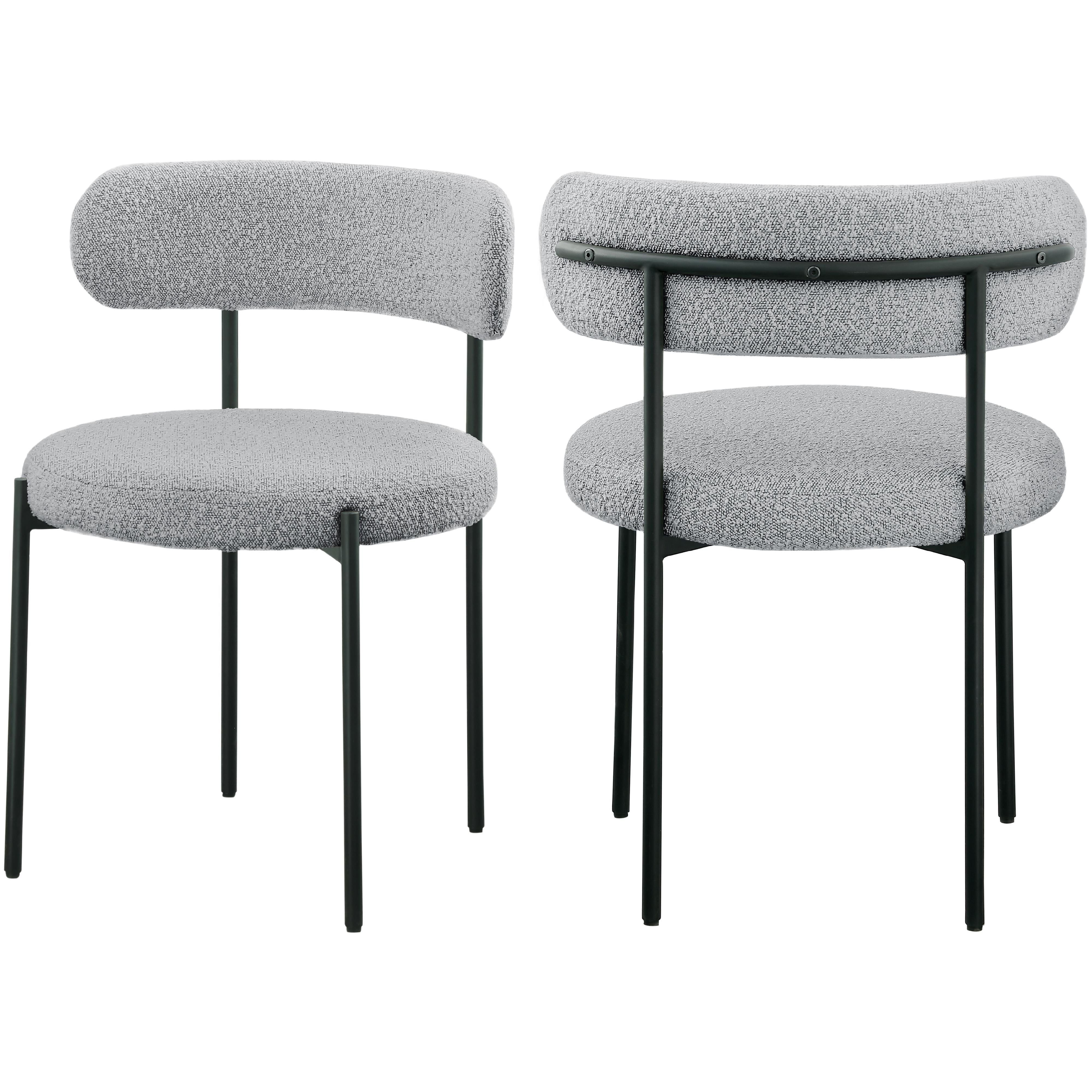 Meridian Beacon Grey Boucle Fabric Dining Chair