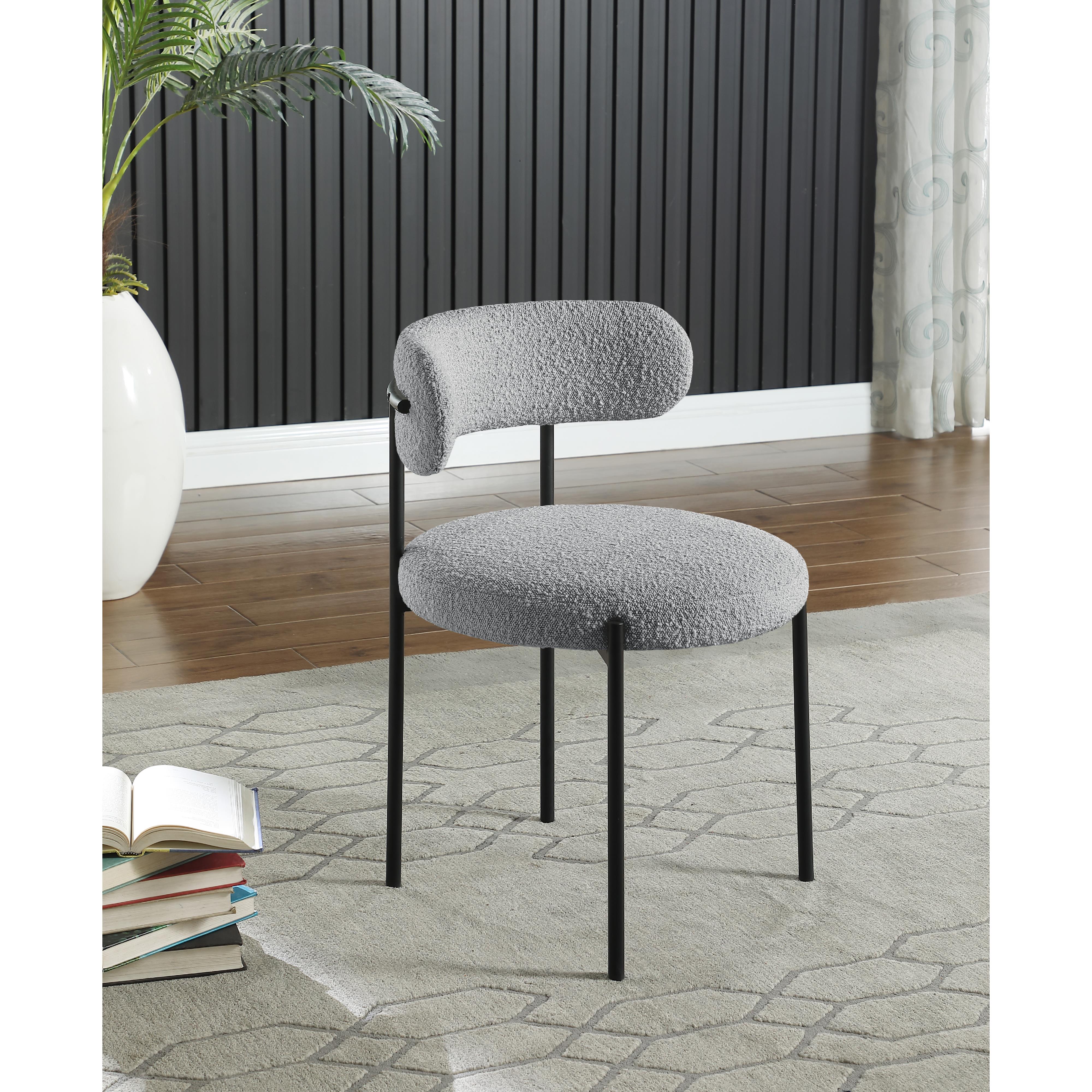 Meridian Beacon Grey Boucle Fabric Dining Chair