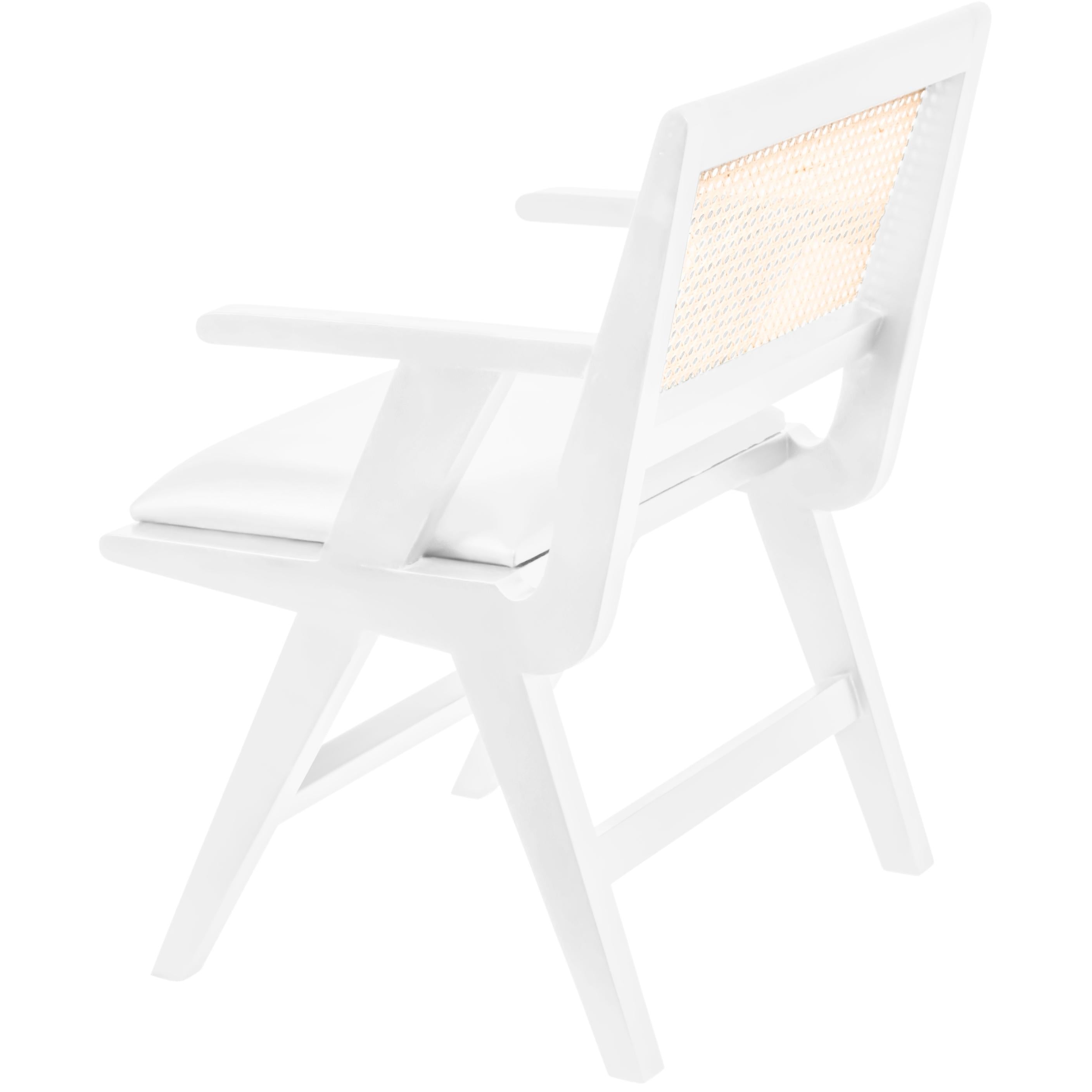 Meridian Abby Cream Vegan Leather Dining Arm Chair