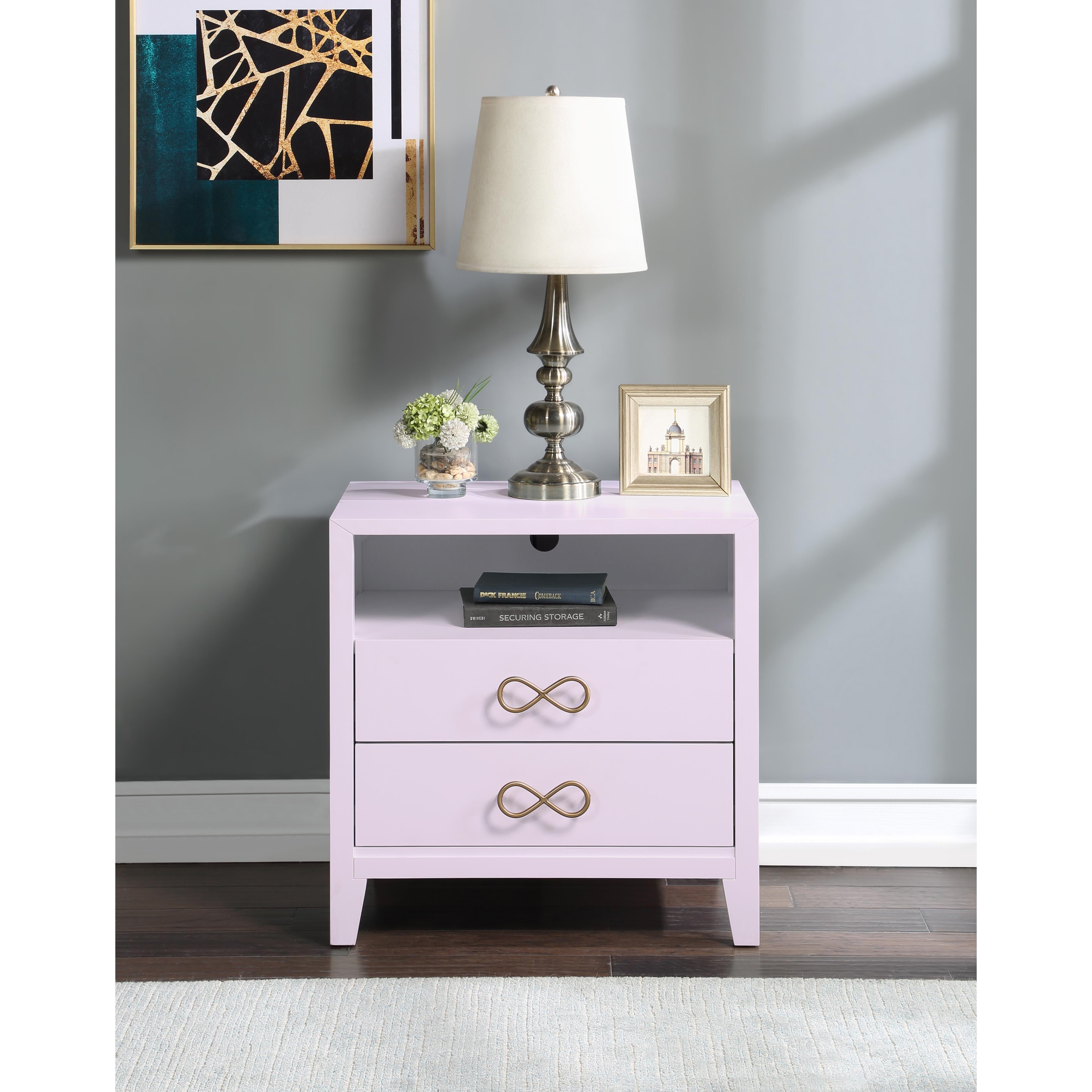 Meridian Bowtie Pink / Gold Night Stand