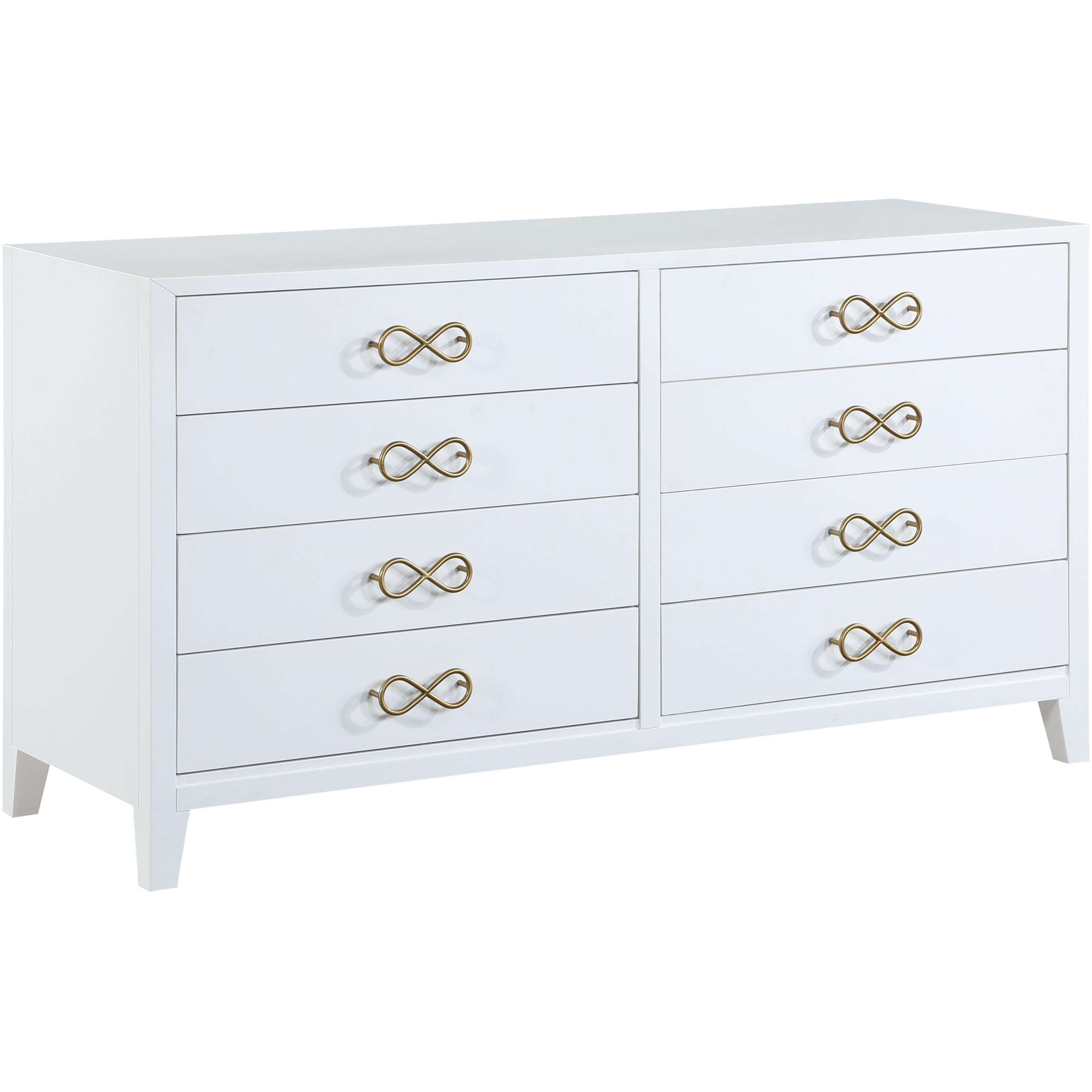 Meridian Bowtie White / Gold Dresser