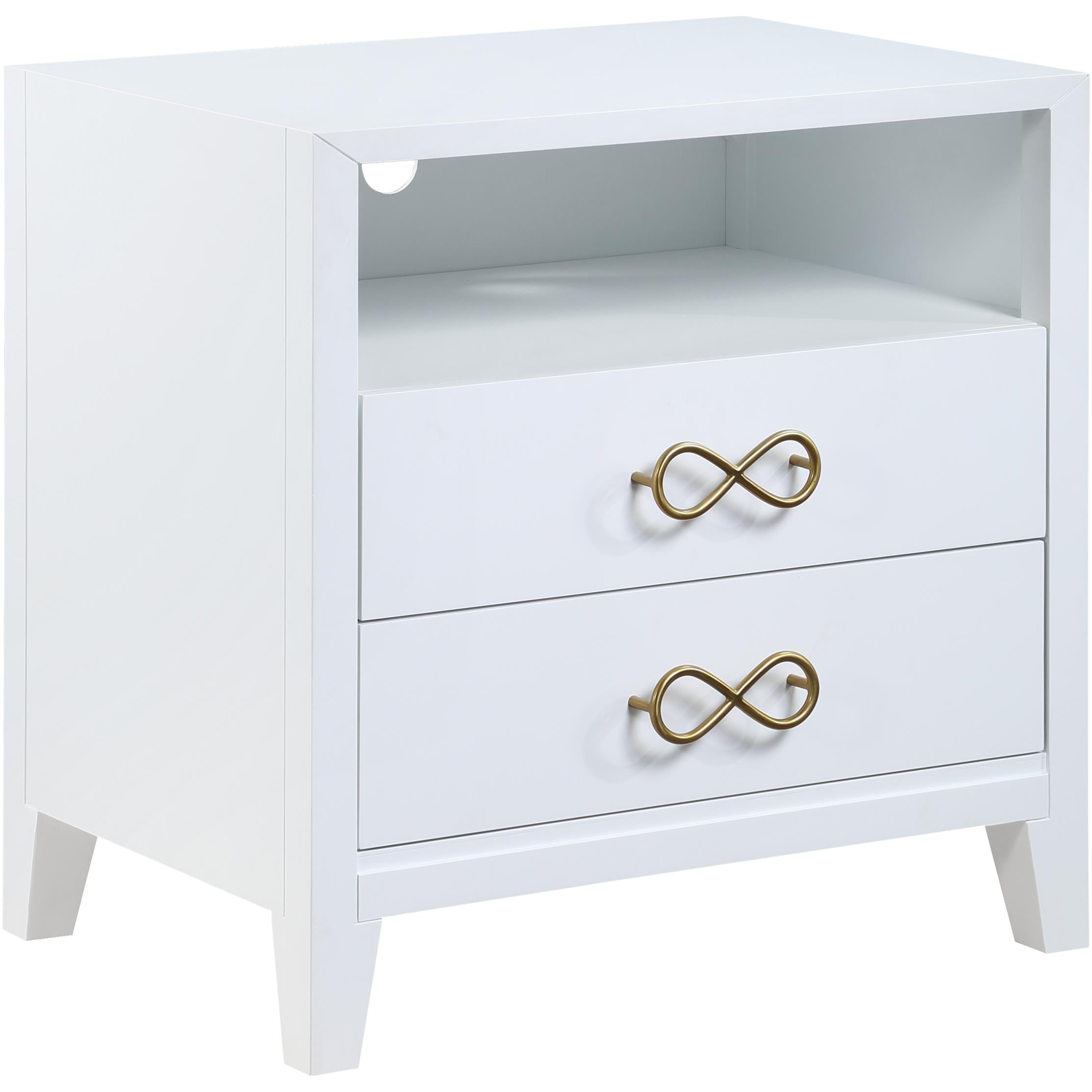 Meridian Bowtie White / Gold Night Stand