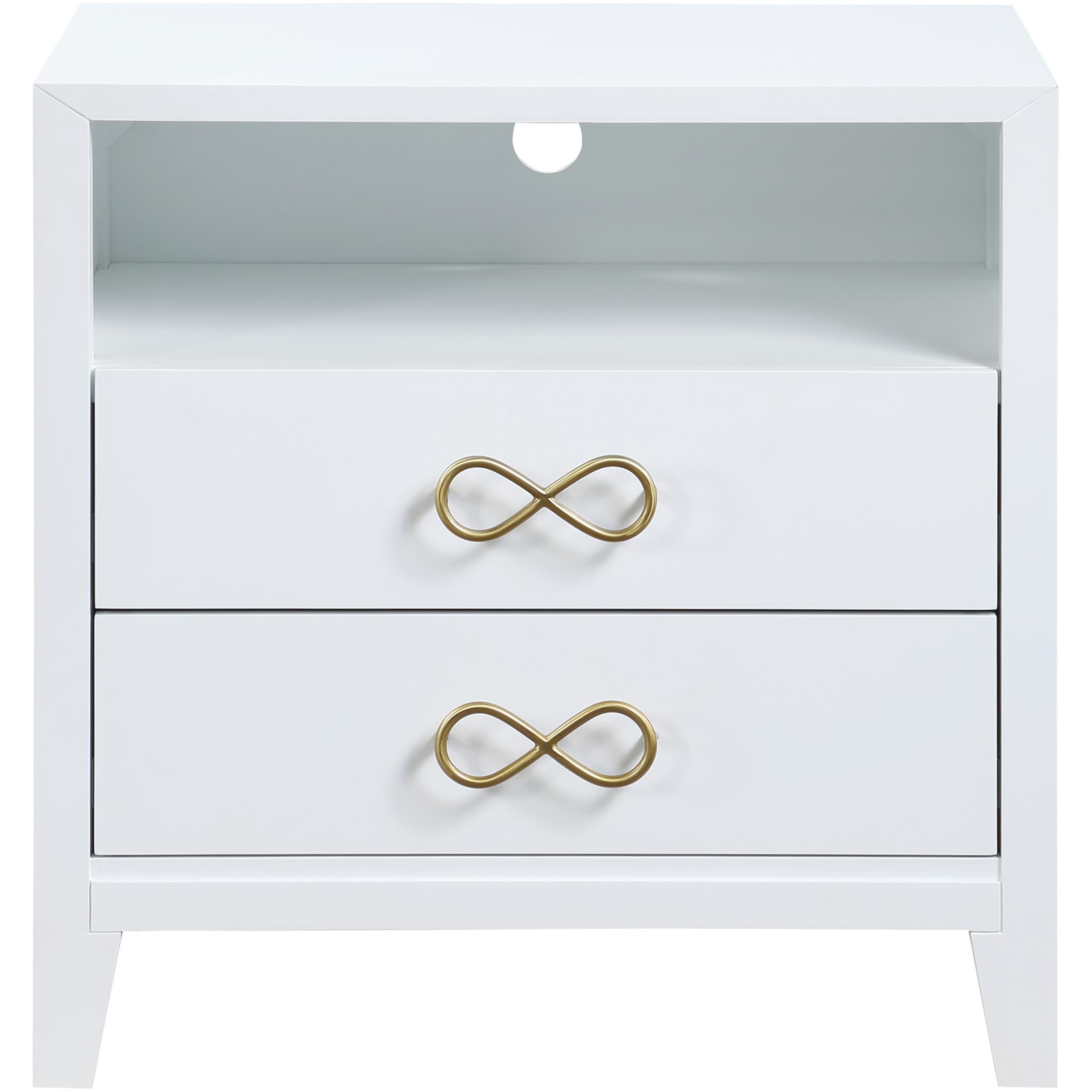 Meridian Bowtie White / Gold Night Stand