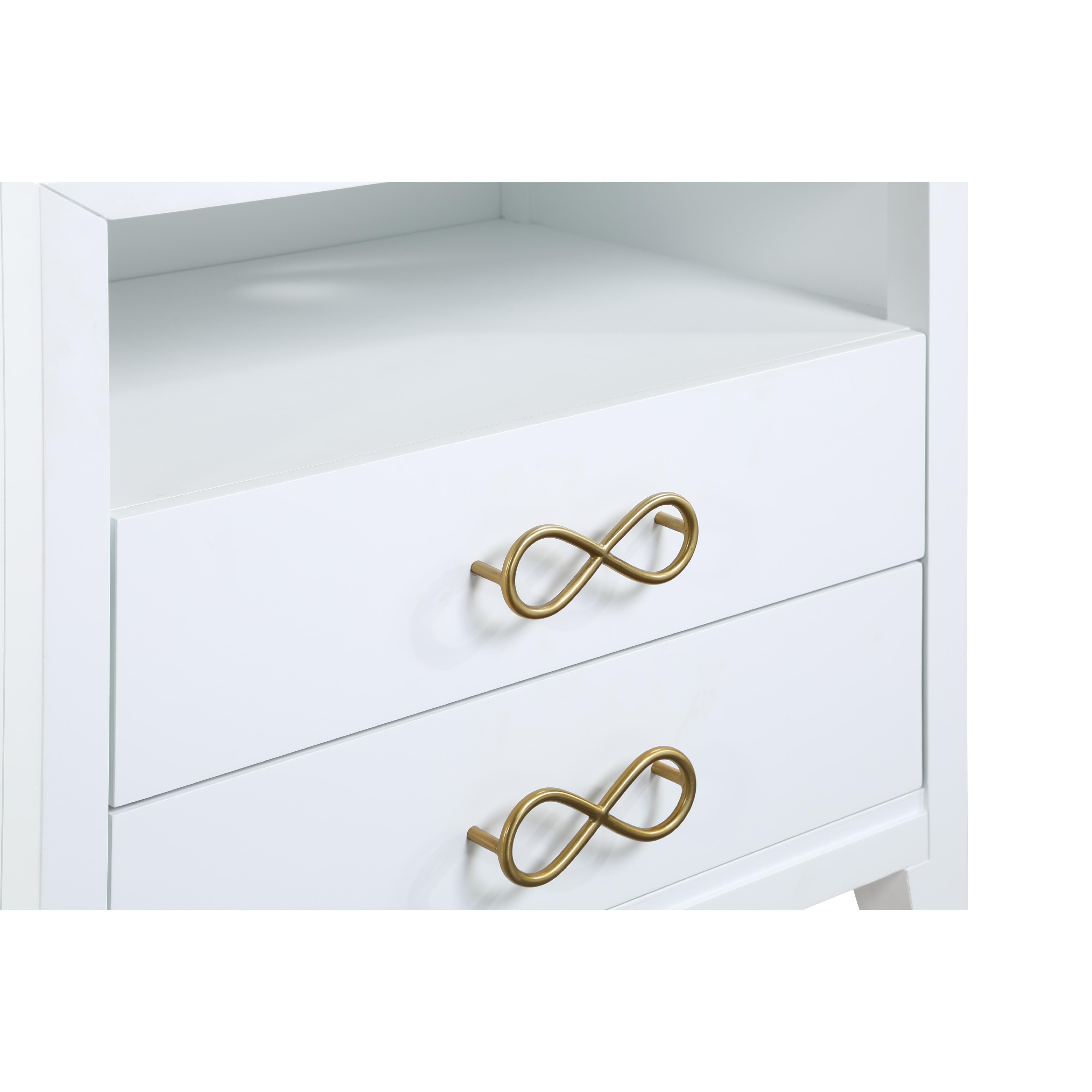 Meridian Bowtie White / Gold Night Stand