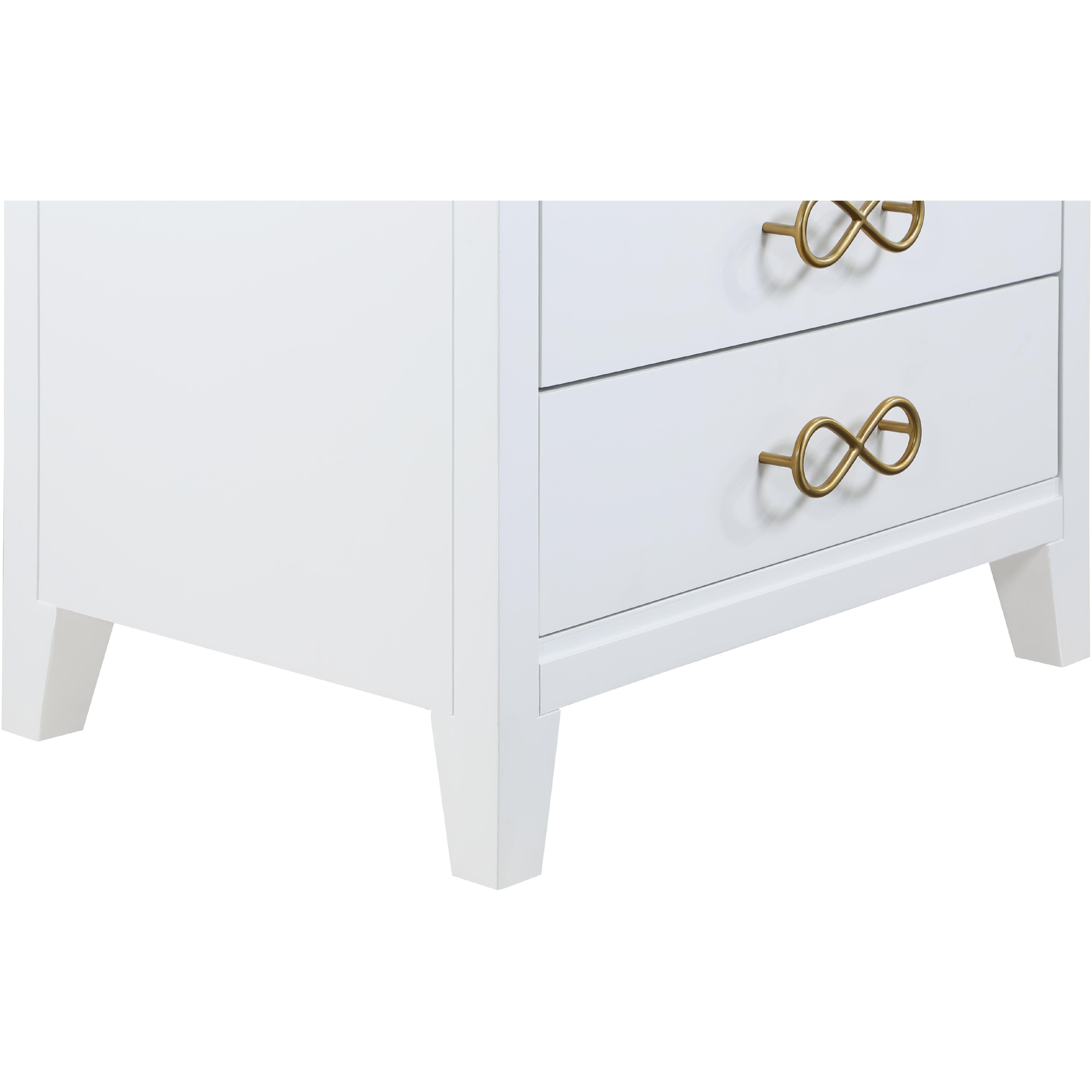 Meridian Bowtie White / Gold Night Stand