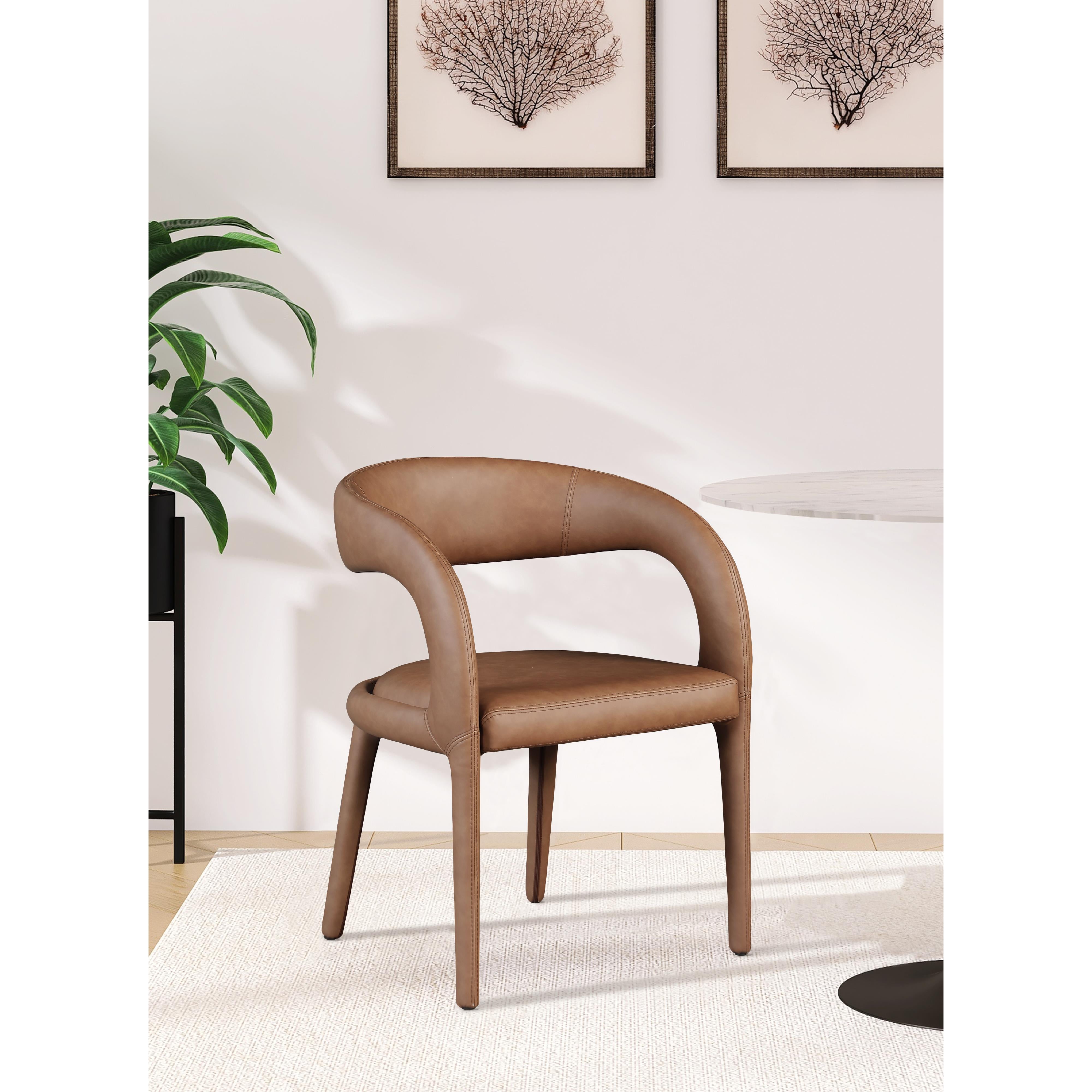 Meridian Sylvester Brown Vegan Leather Dining Chair