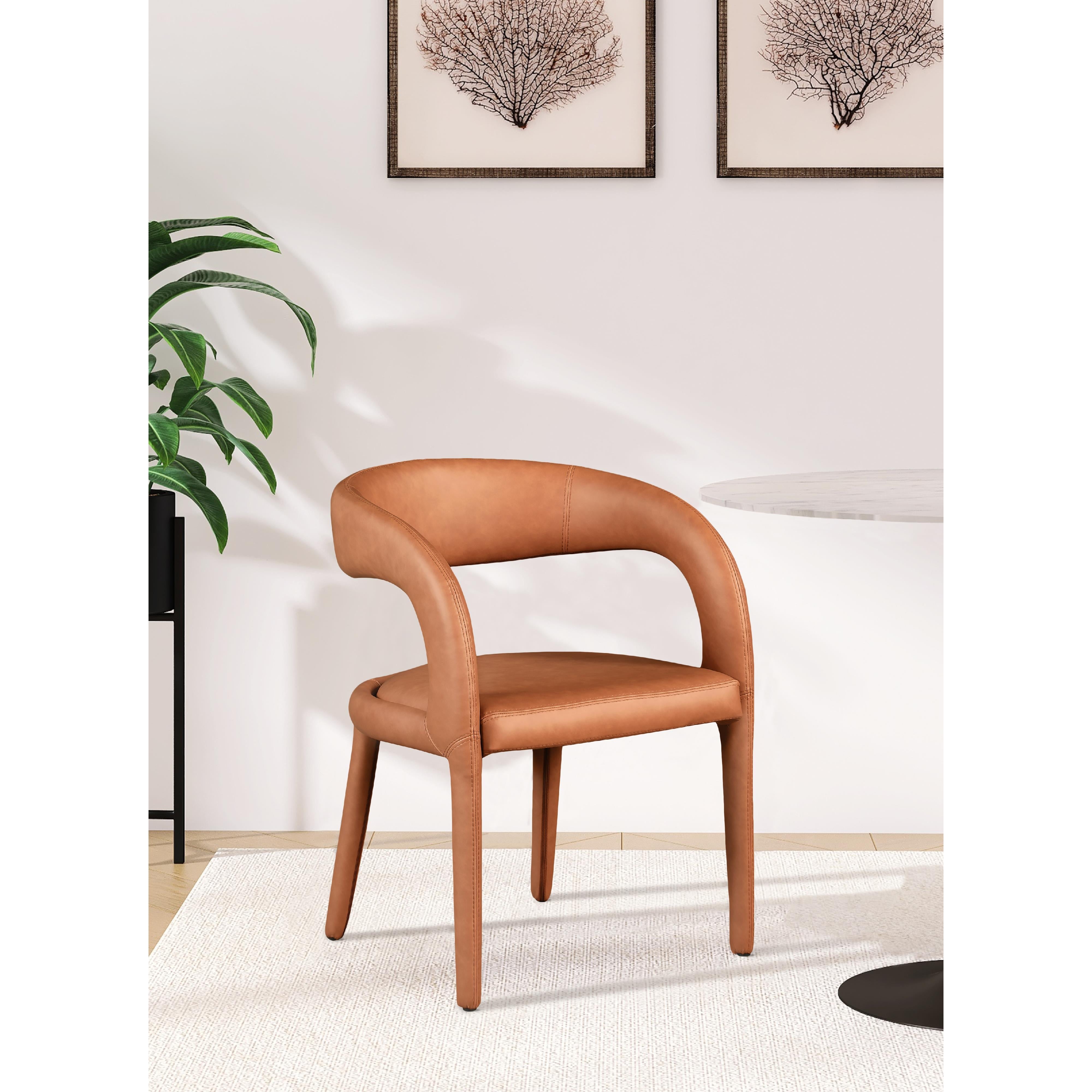 Meridian Sylvester Cognac Vegan Leather Dining Chair